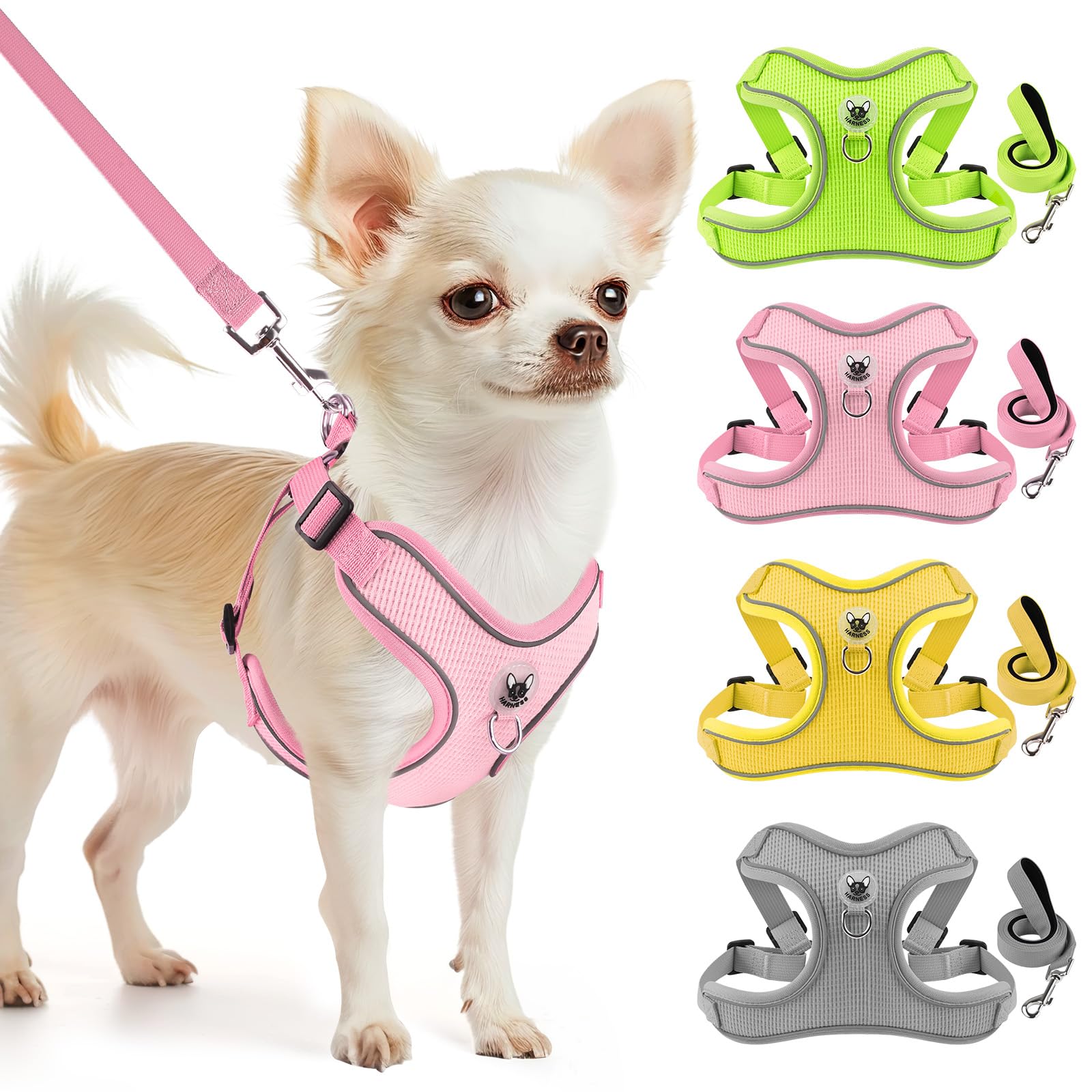 Dog Harness And Leash Set,4 Point Adjustable Reflective Dog Vest Harness,No Pull Harness-Leash For Small Medium Large Sized Dogs