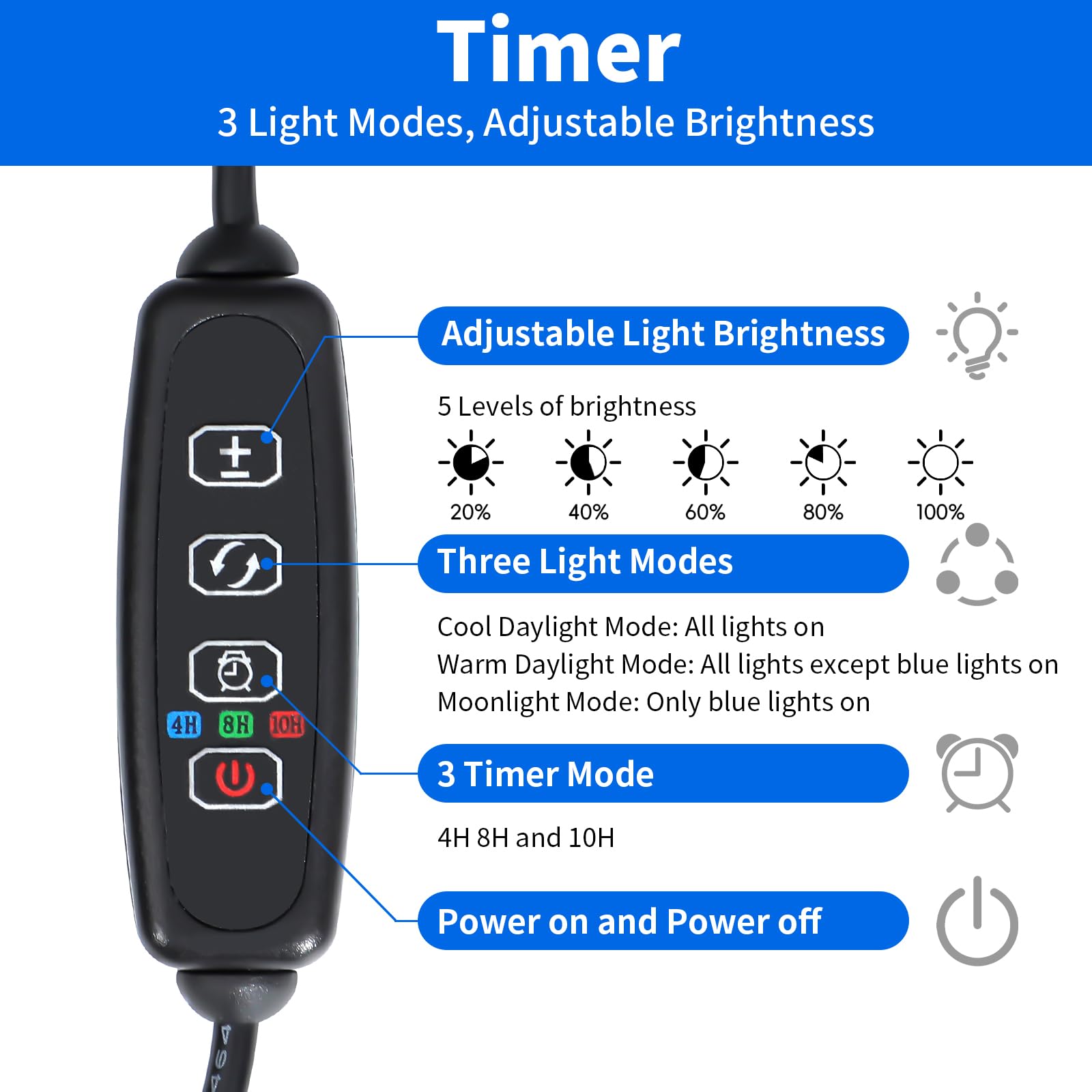 AQUANEAT LED Aquarium Light for 36 to 44 Inch Fish Tank, Auto On Off with Timer, Full Spectrum,Adjustable Brightness, Daylight M