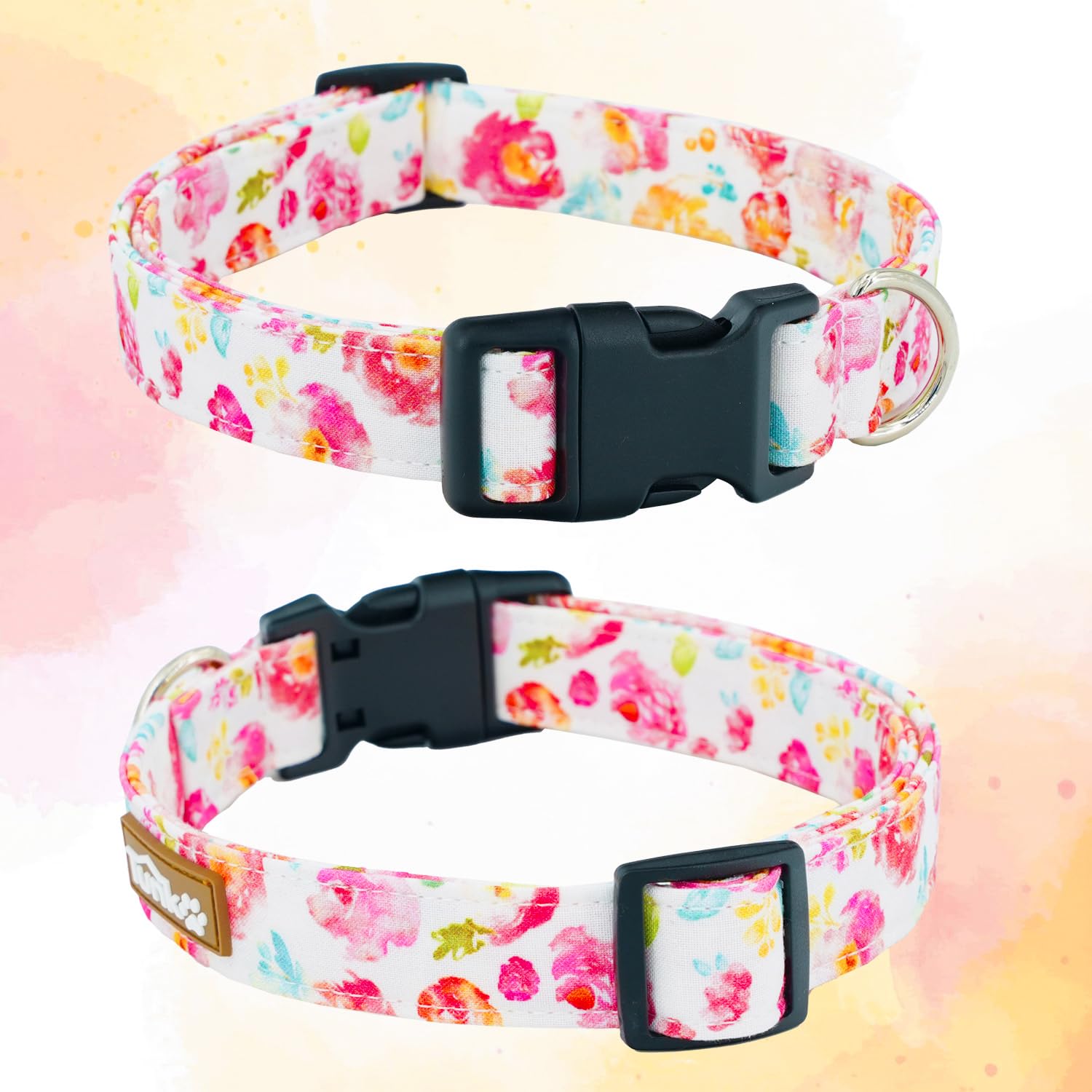 Tunkoo Flower Dog Collar, Cute Adjustable Premium Cotton Collar Durable Plastic Buckle For Small Medium Large Boys Girls Dogs, M