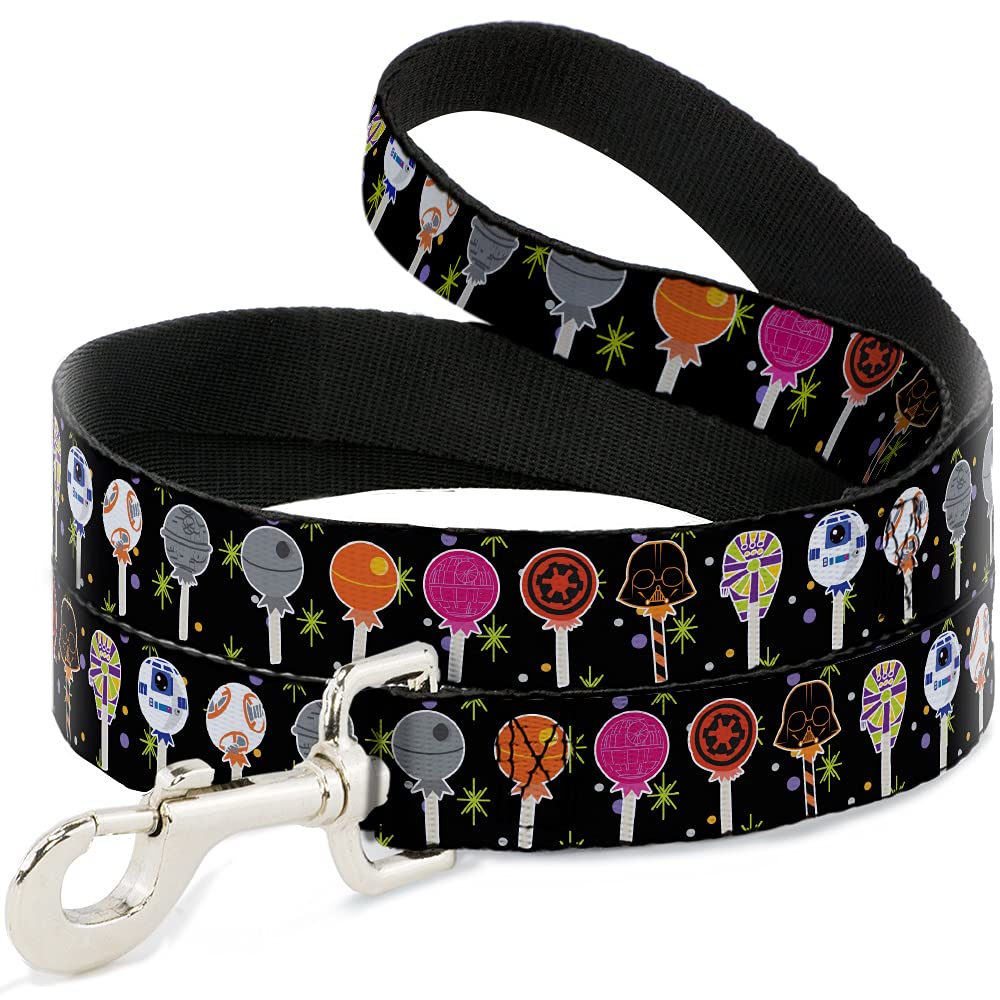 Buckle-Down Star Wars Pet Leash, Dog Leash, Star Wars Festive Lollipop Icons Multi Color, 4 Feet Long 1.0 Inch Wide