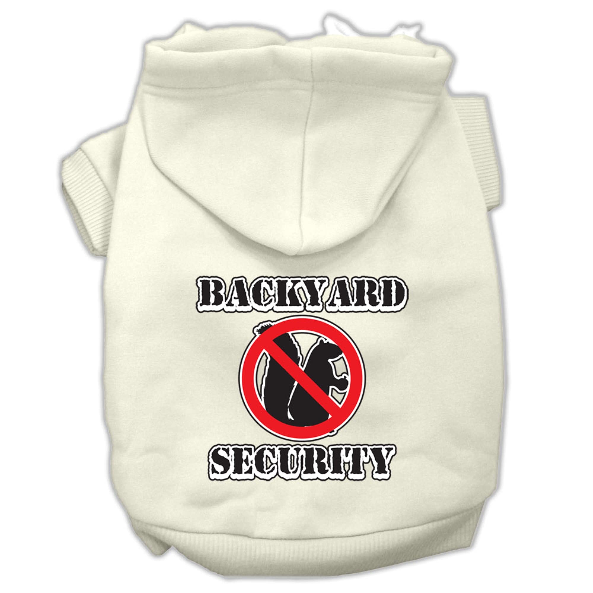 Pet, Dog & Cat Hoodie Screen Printed, 'Backyard Security' Cream Xl (14-20 Lbs.)