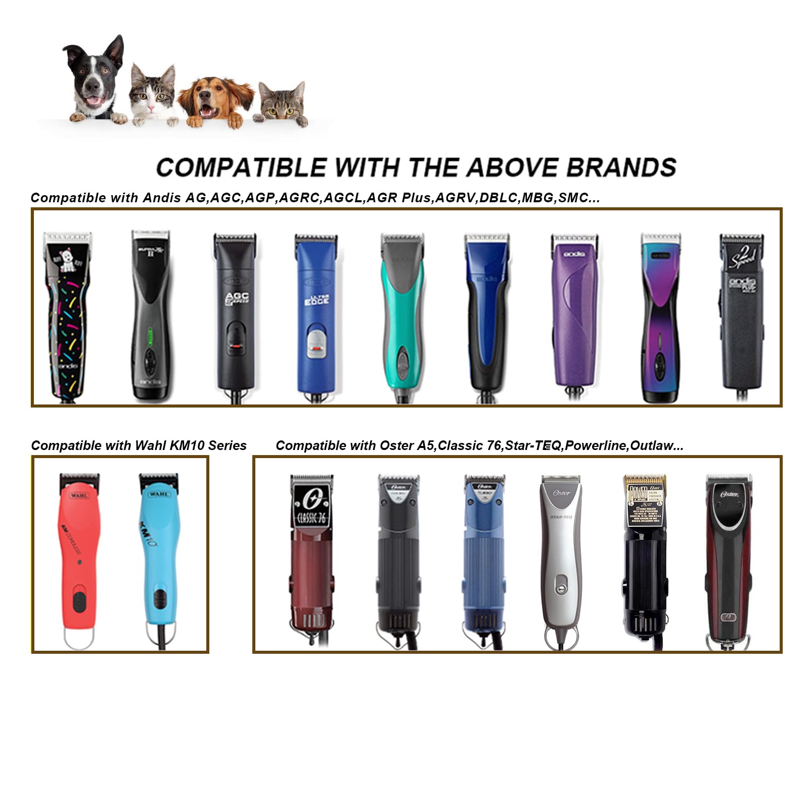 7FW Wide Pet Dog Grooming Detachable Blades,Compatible with Andis,Oster A5,Wahl KM10 Clippers,Cut Length 1/8''(3.2mm)