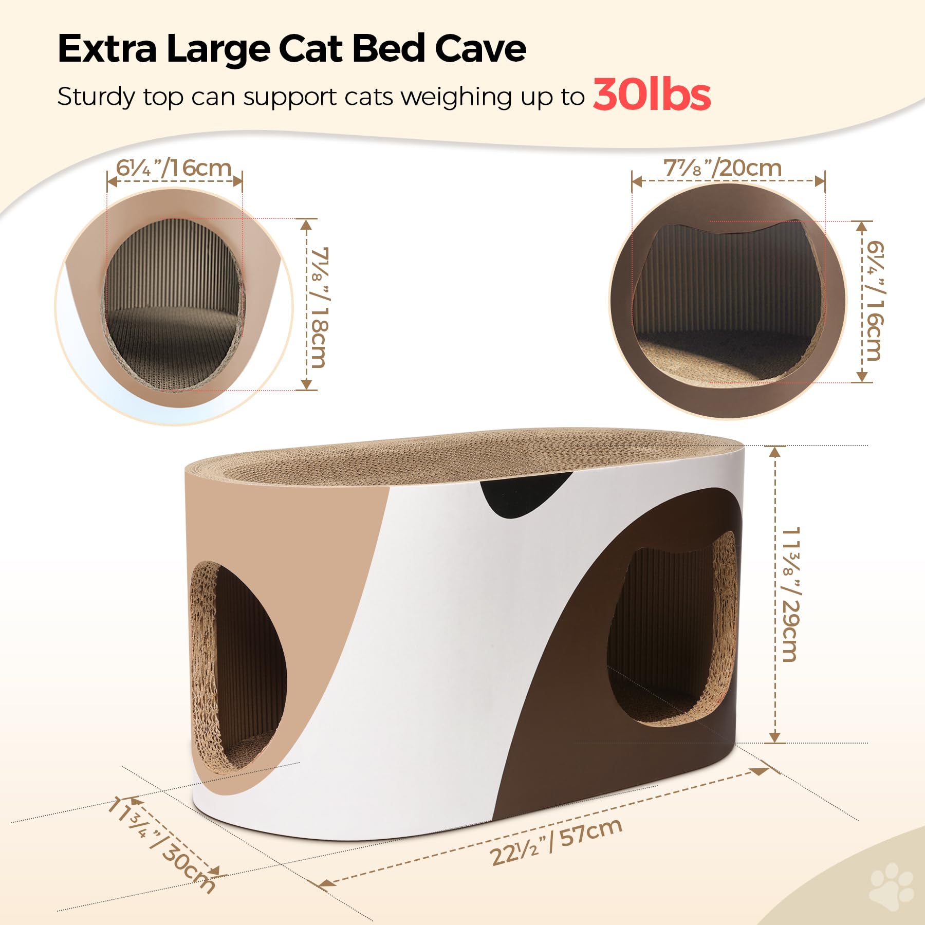 Msbc Big Cat Scratcher Lounge, Corrugated Cardboard Cat Scratcher House With Hole, Large Scratching Lounger Bed, Cat Scratching
