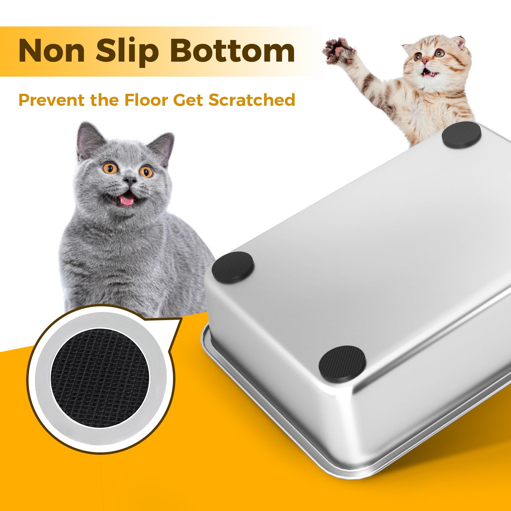 Lihong Stainless Steel Cat Litter Box,Small Metal Litter Box For Small Cats Hamster Rabbits,No Smell,Non Stick,Easy To Clean(18' Lx14 Wx4 H,M)