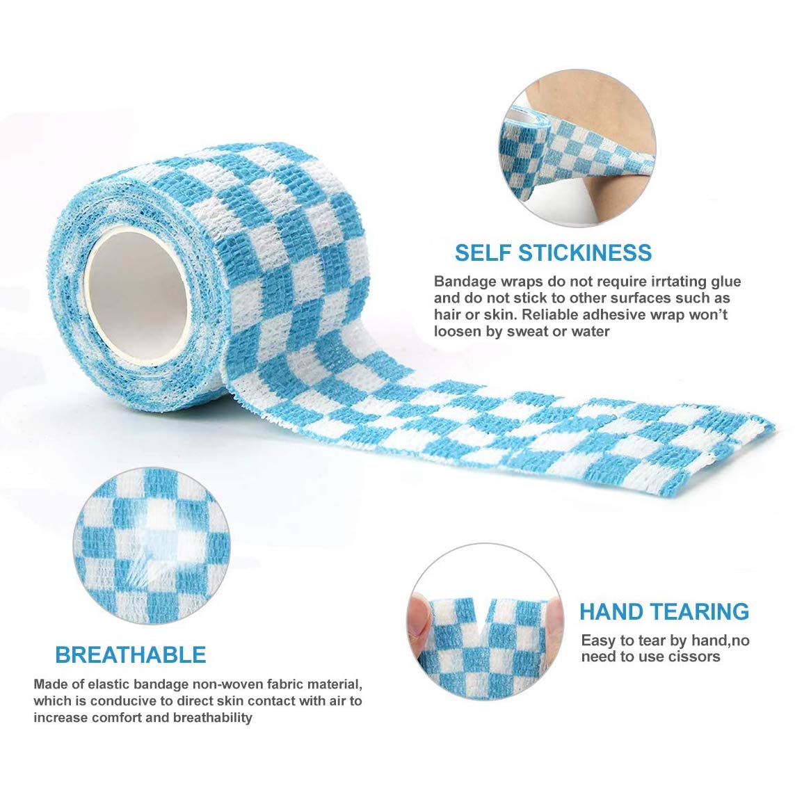 MUEUSS Self Adhesive Adherent Bandage Wrap for Dogs Cats Horses Wounds,Pet First Aid Tape, Breathable Athletic Elastic Cohesive