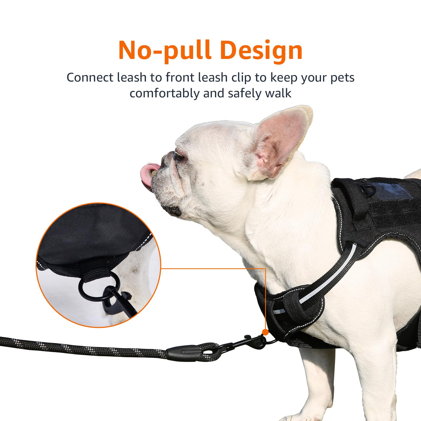 Amazon Basics No Pull Dog Harness, Adjustable Front Clip, Tactical Vest, X-Large, Black