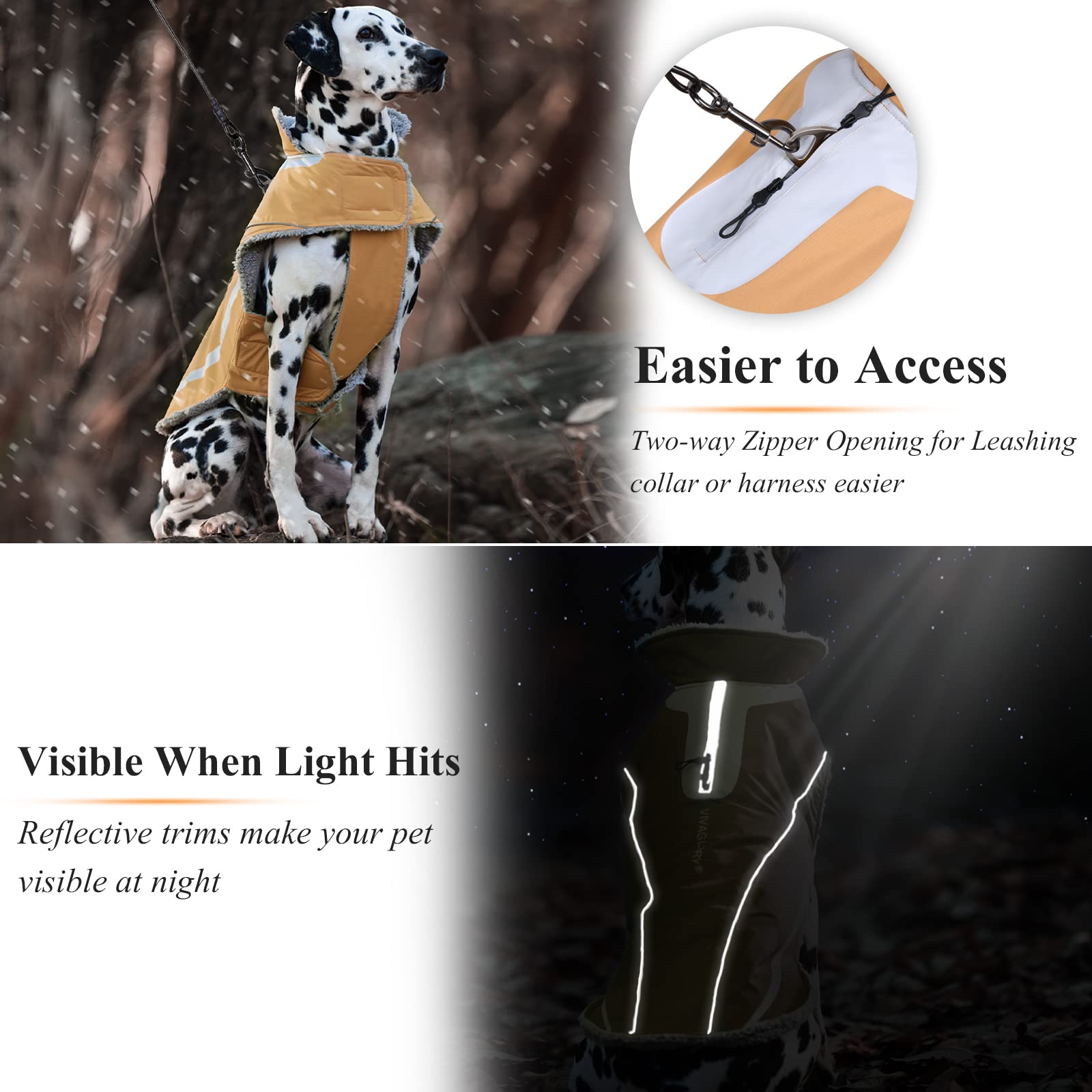 Vivaglory Lightweight Cozy Fleece Lined Dog Jacket For Late Autumn And Early Winter, Water Resistant Dog Fleece Vest For Puppy S