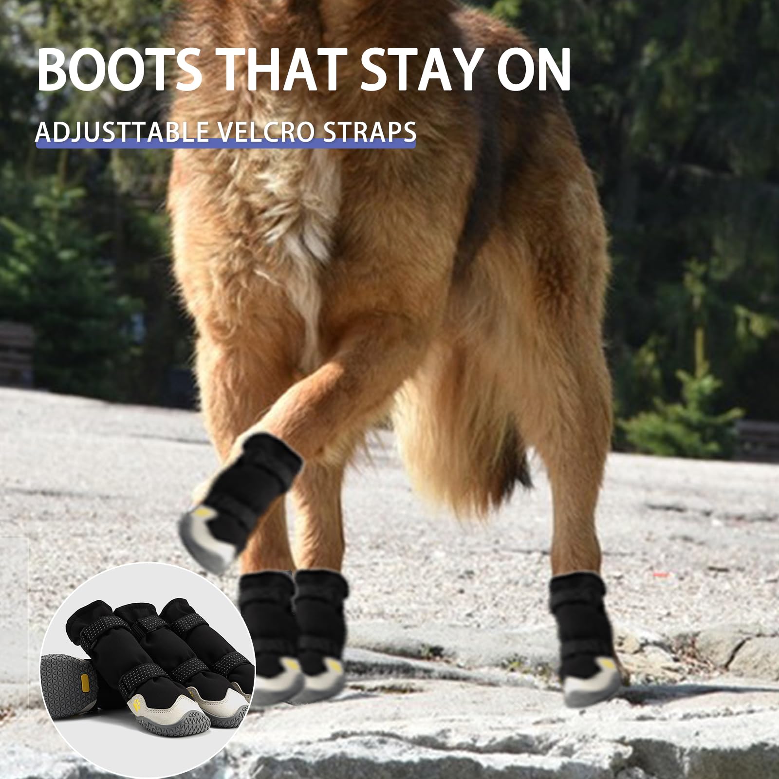 Moob Dog Shoes For Large Dogs, Dog Boots & Paw Protectors, Dog Shoes For Large Dogs, 4Pcs Medium Dog Booties With Rugged Anti-Sl