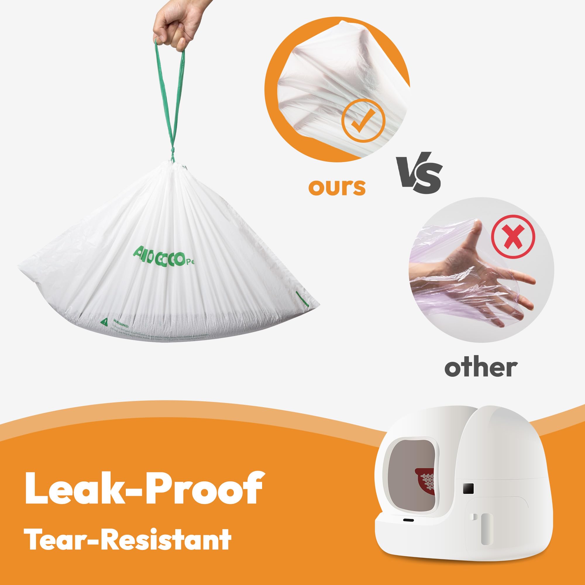 Amogogopet 50 Pack Litter Box Liner Bags, Compatible With Petkit Pura Max & X, Self-Cleaning Cat Litter Box Replacement Waste Ba