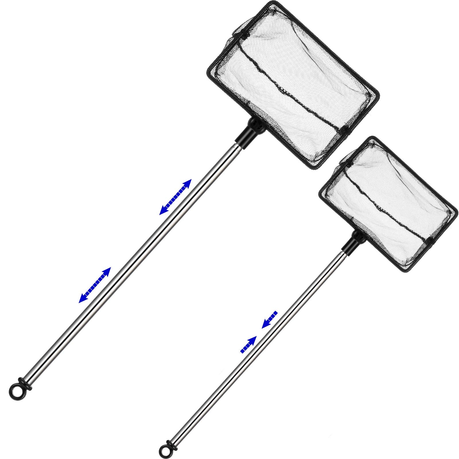 2 Pieces Fish Tank Net Aquarium Mesh Fish Net Long Handle Fish Net with Extendable 12.5-27.5 Inch Stainless Steel Catch Nets for