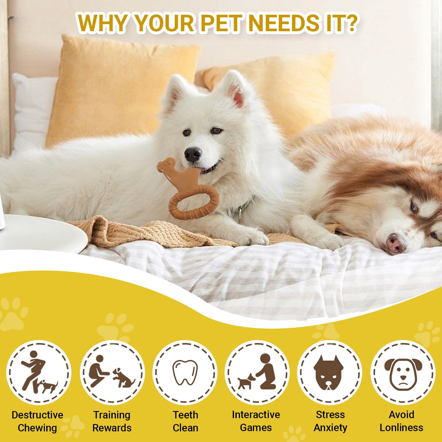 Dog Chew Toys For Aggressive Chewers, Dog Toys For Large Medium Small Dogs, Chew Bones For Heavy Chewer/ Indestructible Dog Toys