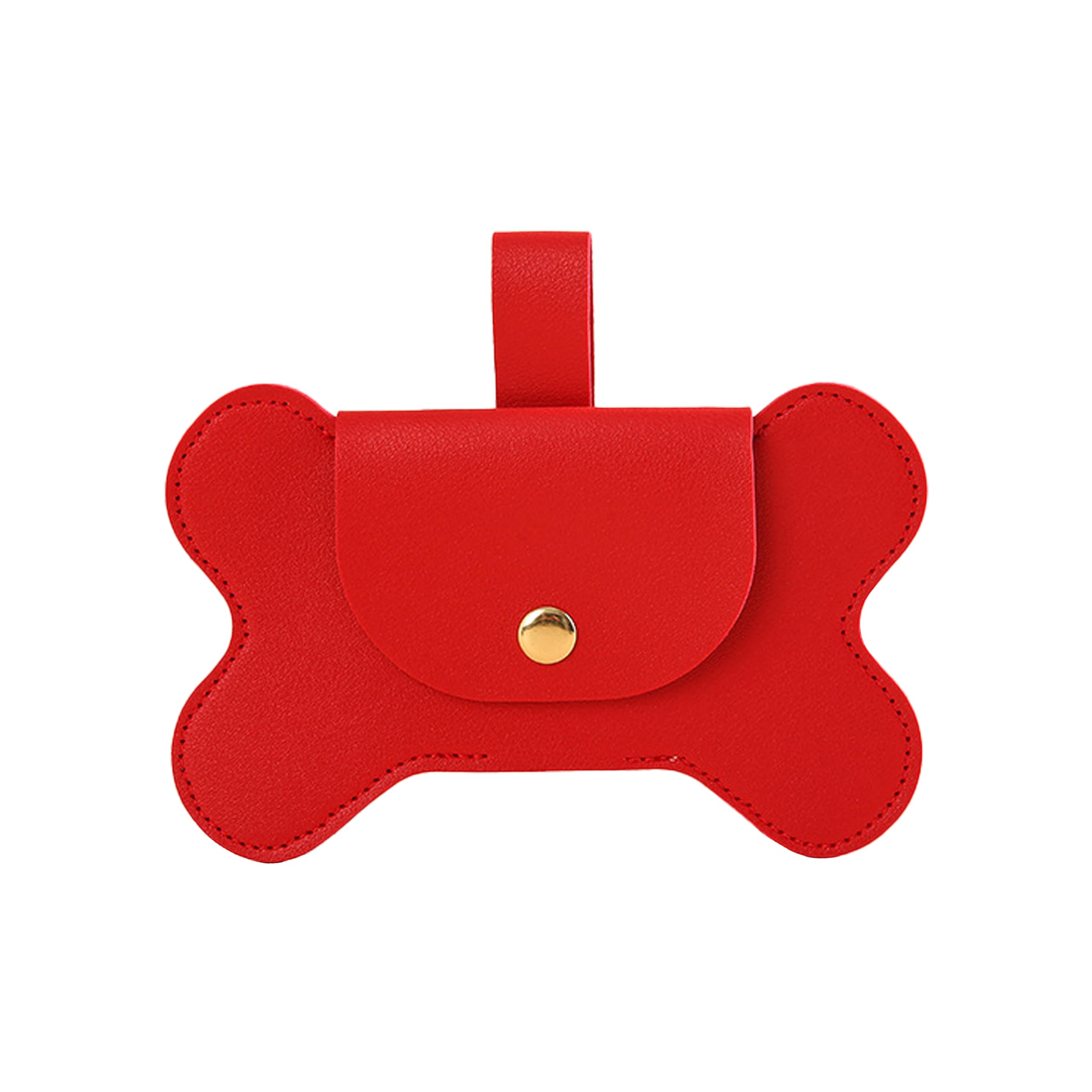 Teumessian Bone-Shaped Dog Poop Bag Holder, Poop Bag Holders For Leashes, Poop Bag Dispenser,Red