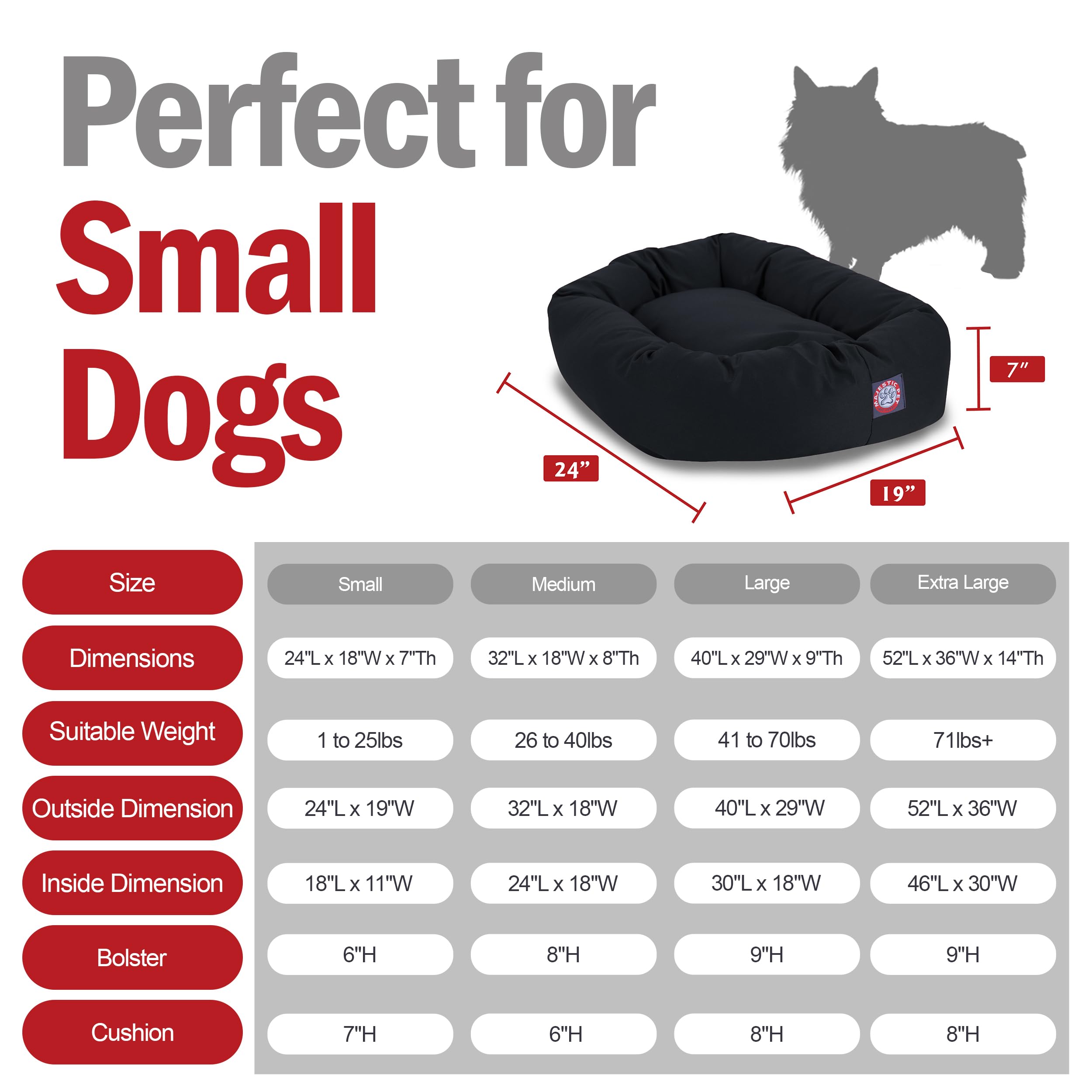 Majestic Pet 24 inch Black Bagel Dog Bed Products
