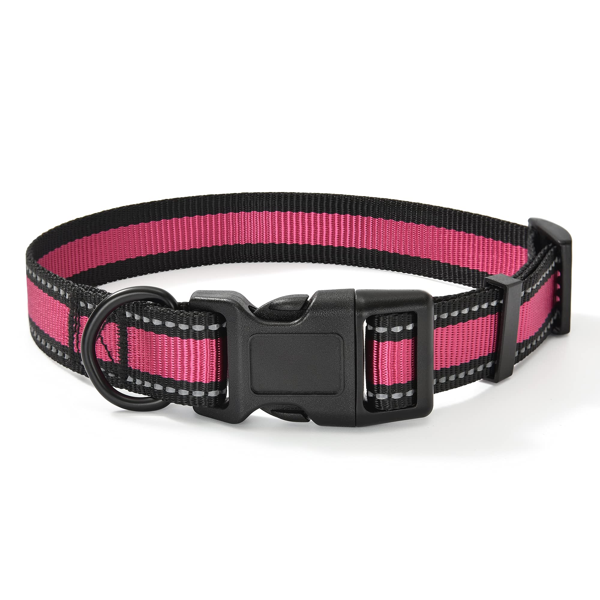 Mile High Life Dog Collar | Nylon Reflective Dog Collars | Light Weight Puppy Collars | Pink Dog Collars For Large Dogs (Pink, L
