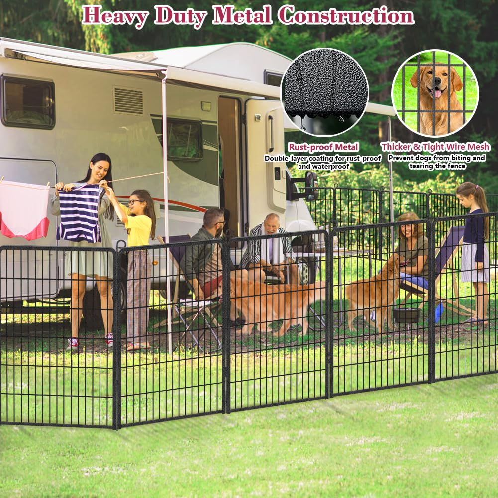 Jhsomdr Dog Playpen Outdoor, 40 Inch 10 Panels Heavy Duty Dog Fence For Indoor Outdoor, Rustproof Metal Dog Pen For Large Medium