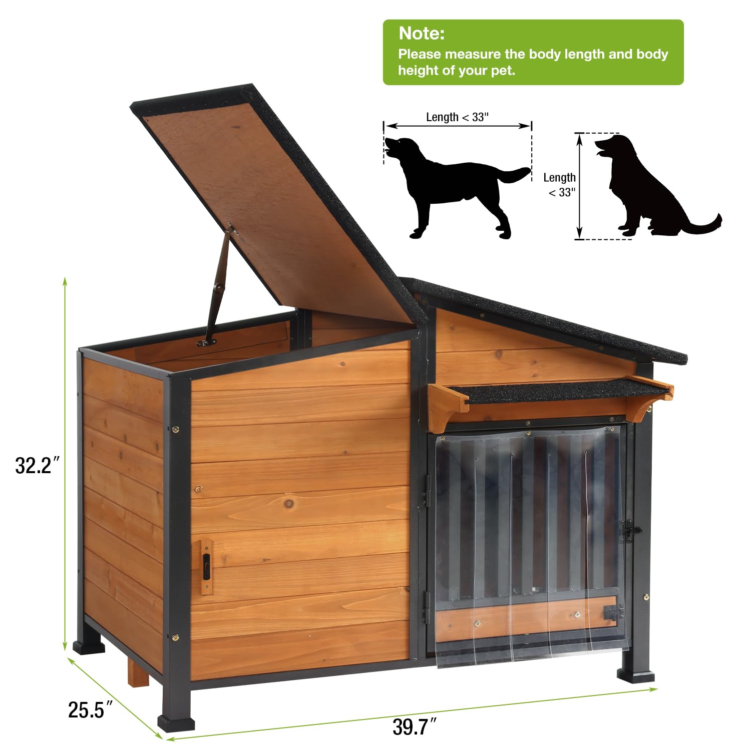 Dog House Outdoor with Bowls Weatherproof Dog Kennel with Anti-Chewing Iron Frame Dog Shelter for Small Medium Dogs