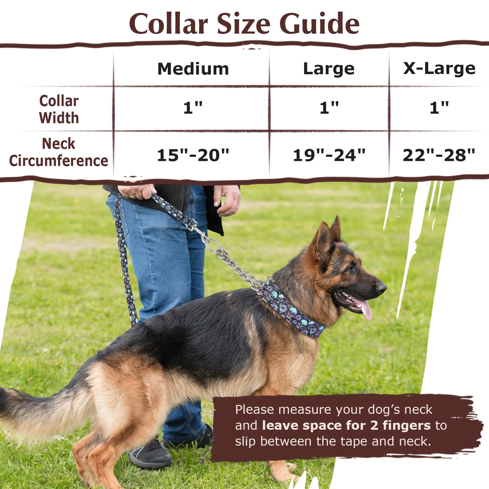 Martingale Collar For Dogs With Nylon & Steel Chain Limited Cinch Design, Blue Buffalo Plaid No Choke Dog Collar, Adjustable No