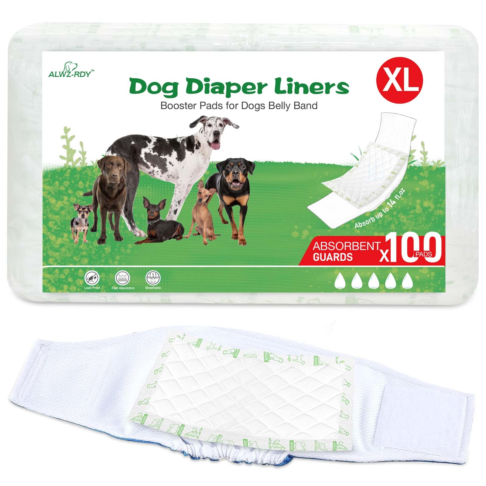 Dog Diaper Liners 130Ct, Super Leak Proof And Absorption Disposable Dog Diaper Booster Pads For Female And Male Fit Most Reusabl
