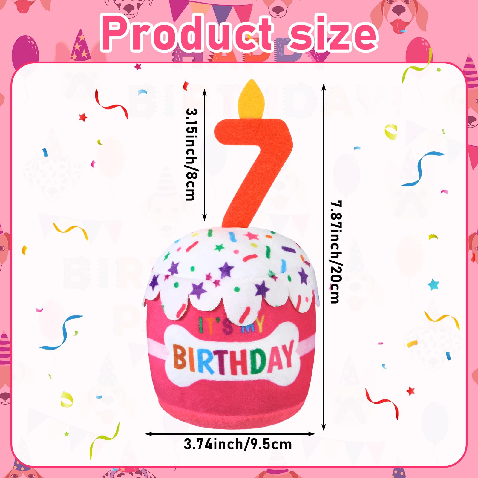 Dansydaisy Dog 7Th Birthday Cake Toy Accessories For Girl Boy Gifts, Pink Squeaky Plush Toy For Dog Birthday Party Decor Favor F