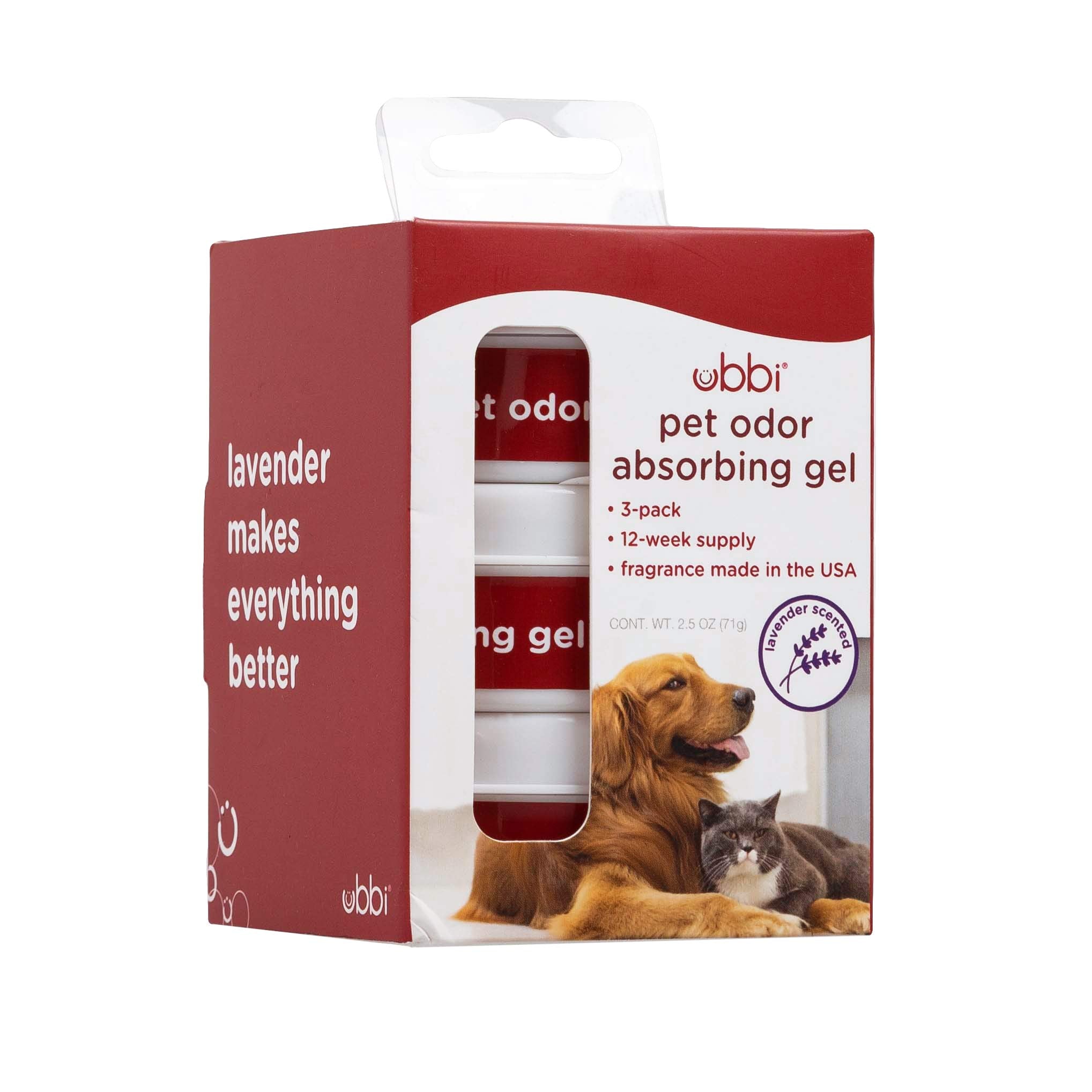 Ubbi Pet Odor Absorbing Gel, Pet Odor Eliminator, Odor Removing Solid Lavender Scent Air Freshener