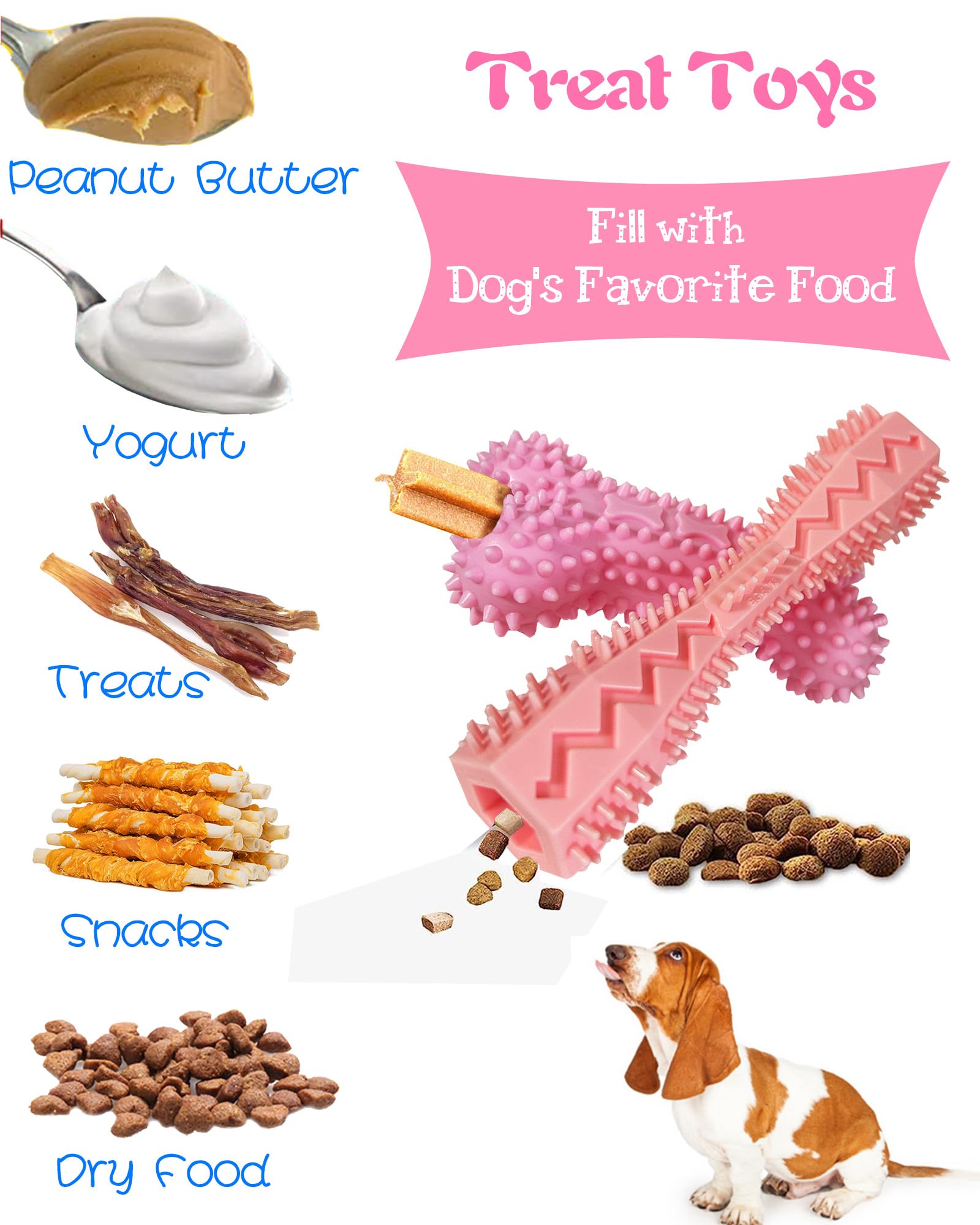 4 Pack Puppy Toys For 2-8 Months Pets Dog Chew Toy For Small Puppies Teething Toys For Cleaning Teeth Cute Pink Small Dog Toys S