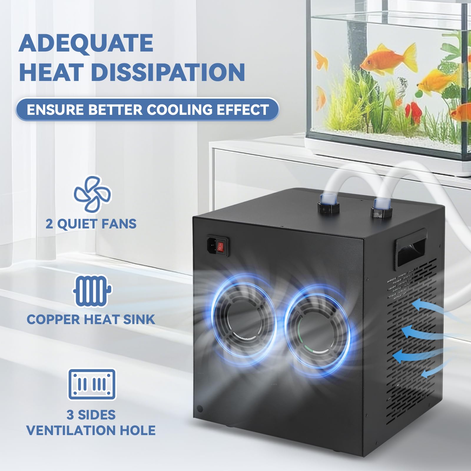 Poafamx Aquarium Chiller 79Gal 1/3 HP Water Chiller for Hydroponics System Home Use Axolotl Fish Coral Shrimp 110V with Pump and