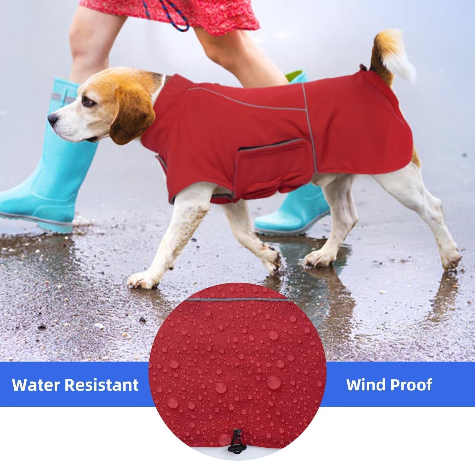 Migohi Dog Snow Jacket - Winter Coat For Large Dogs, Puffer Jacket For Boy & Girl Dogs, Perfect For Hiking & Camping - Red