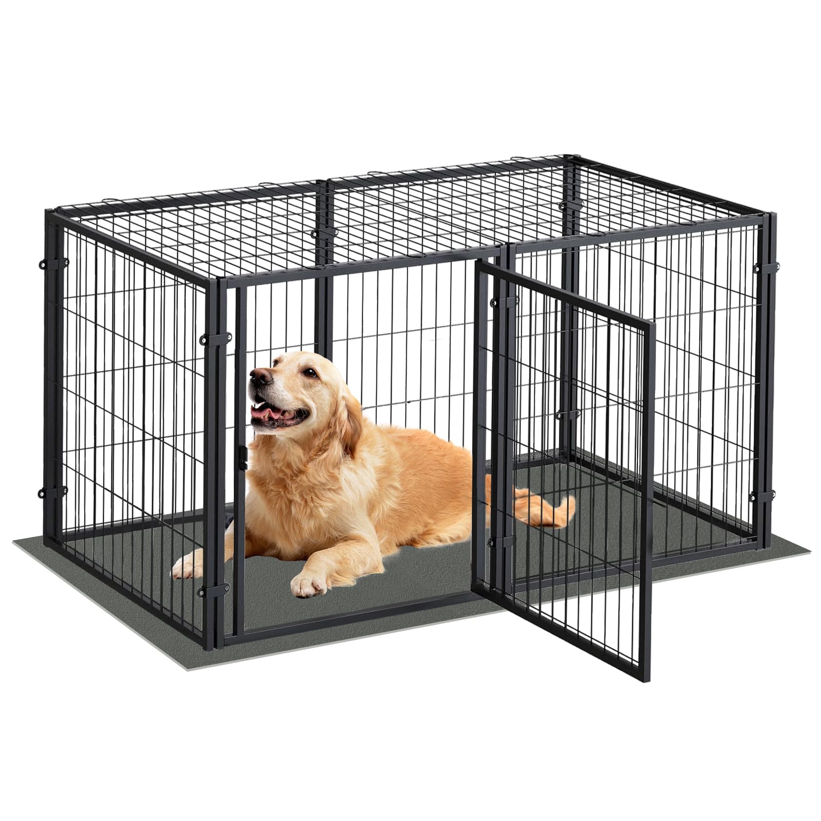 Xpiy Large Dog Crate - 58 Inch Metal Kennel For Medium And Small Dogs, Safe Indoor & Outdoor Xl Big Puppy Cage With Comfort Mat,