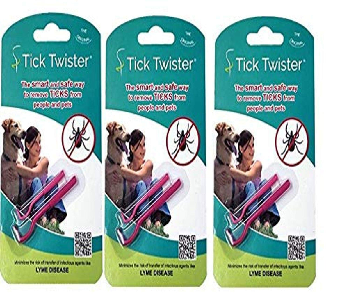 Tick Twister 00100-P Triple, Pink, Three Sets Tick Remover Small And Large, 3 Pack