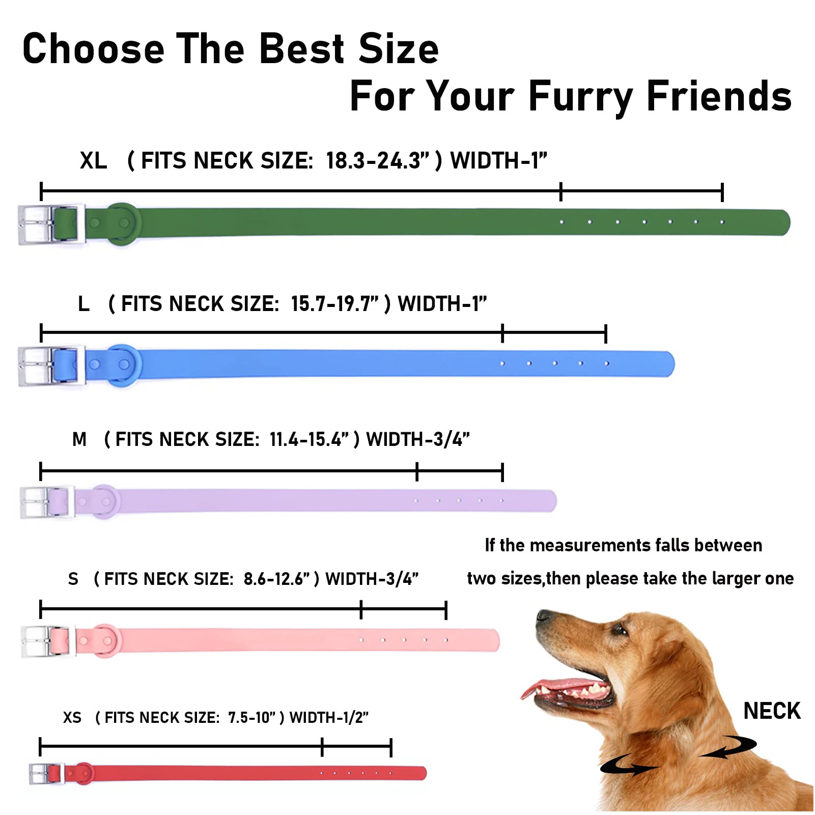 Zaler Waterproof Dog Collar, Adjustable Odor Proof Dog Collars Easy To Clean, Soft Comfortable Pet Collars For Large, Medium Sma