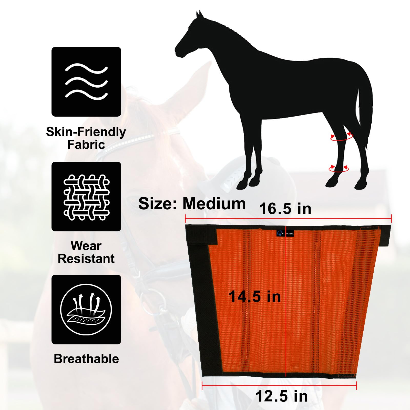 FOXLVDA Horse Fly Boots - Fly Boots for Horses Set of 4, Comfortable Pony Leggings, Mesh Material Design with Metal Support Bars