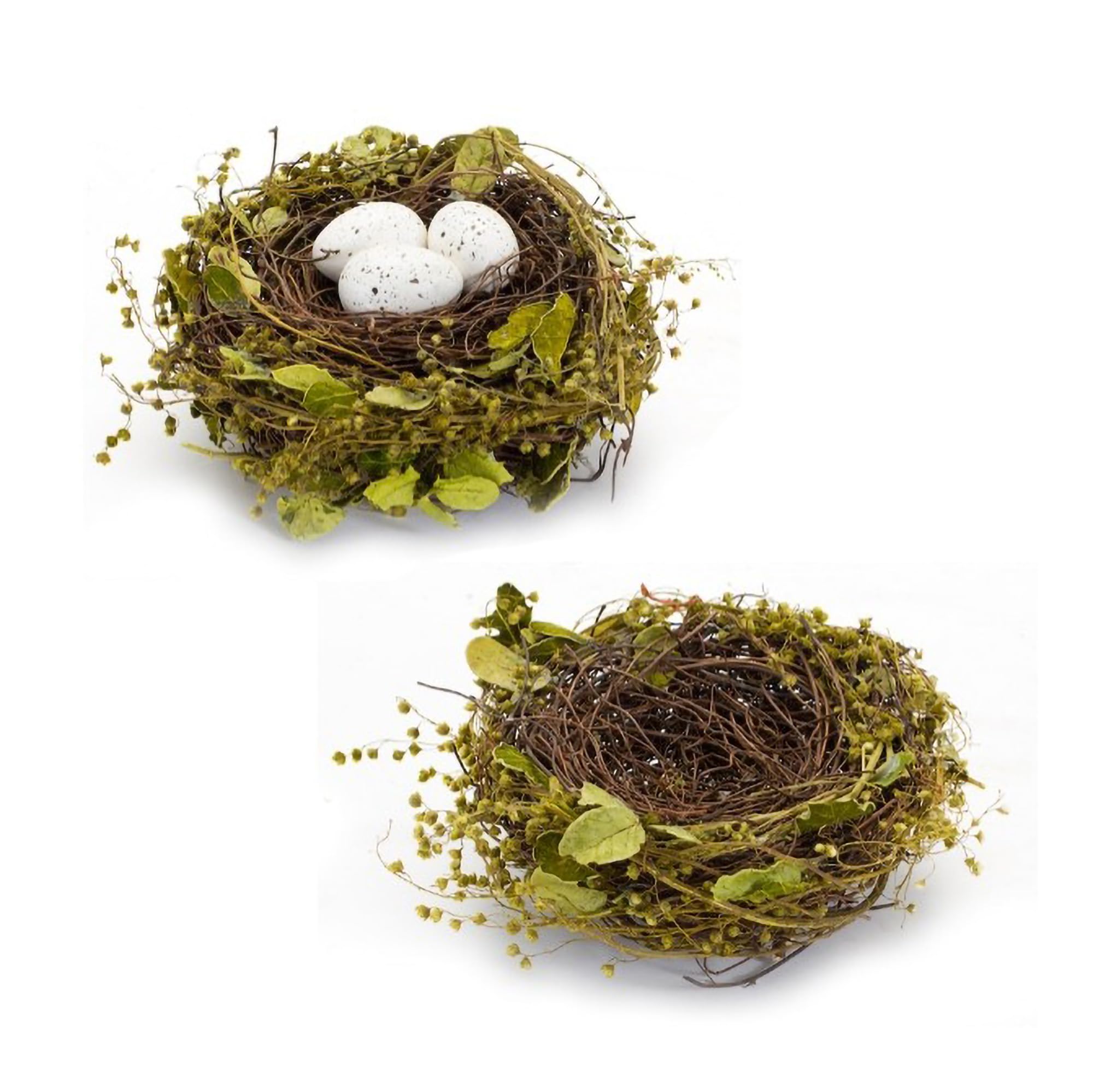 Melrose Set of 4 Natural and Foam Nest and Nest with Eggs 85776DS