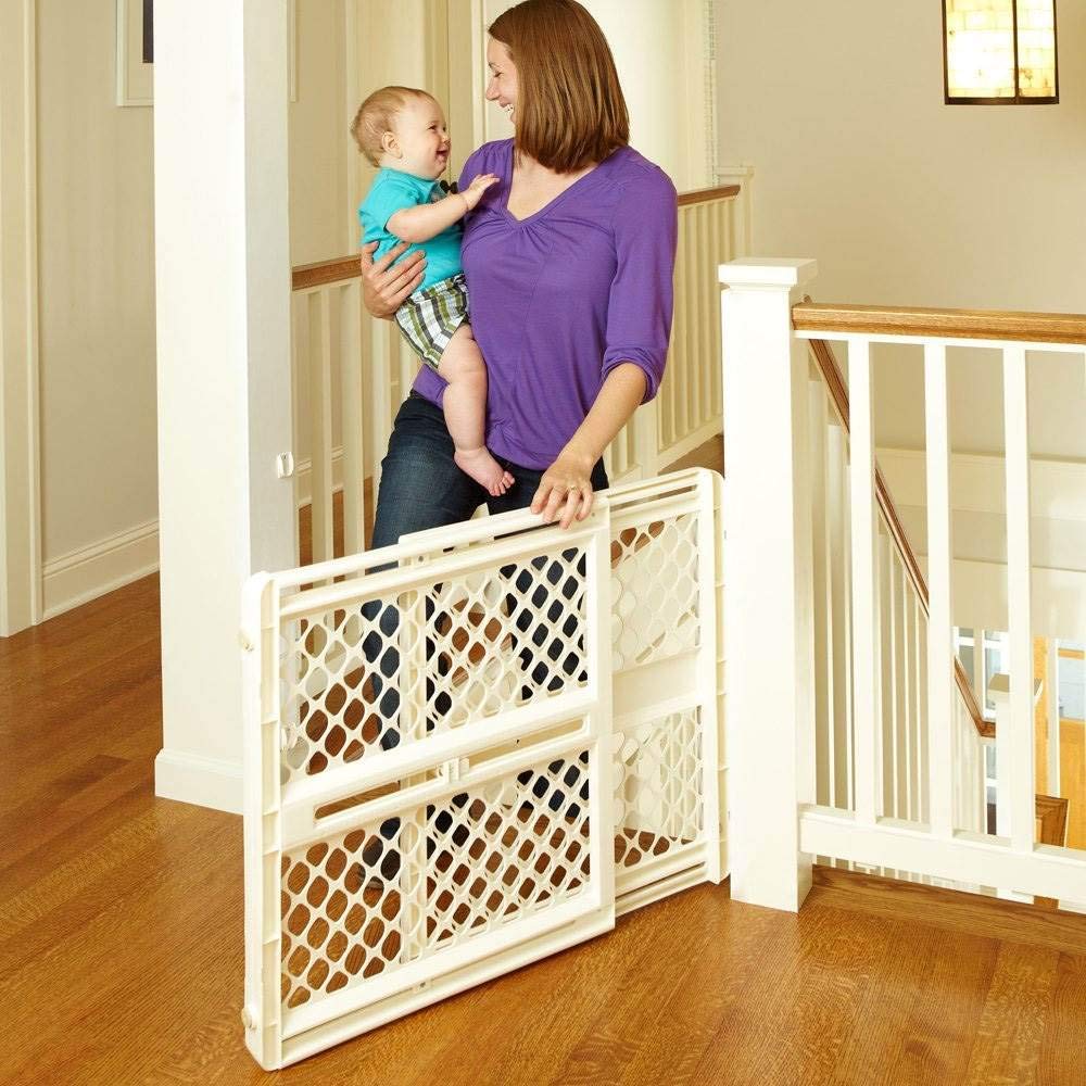Toddleroo By North States Supergate Ergo Child Gate, Baby Gate For Stairs And Doorways. Includes Wall Cups. Pressure Or Hardware Mount. Made In Usa. (26' Tall, Ivory)