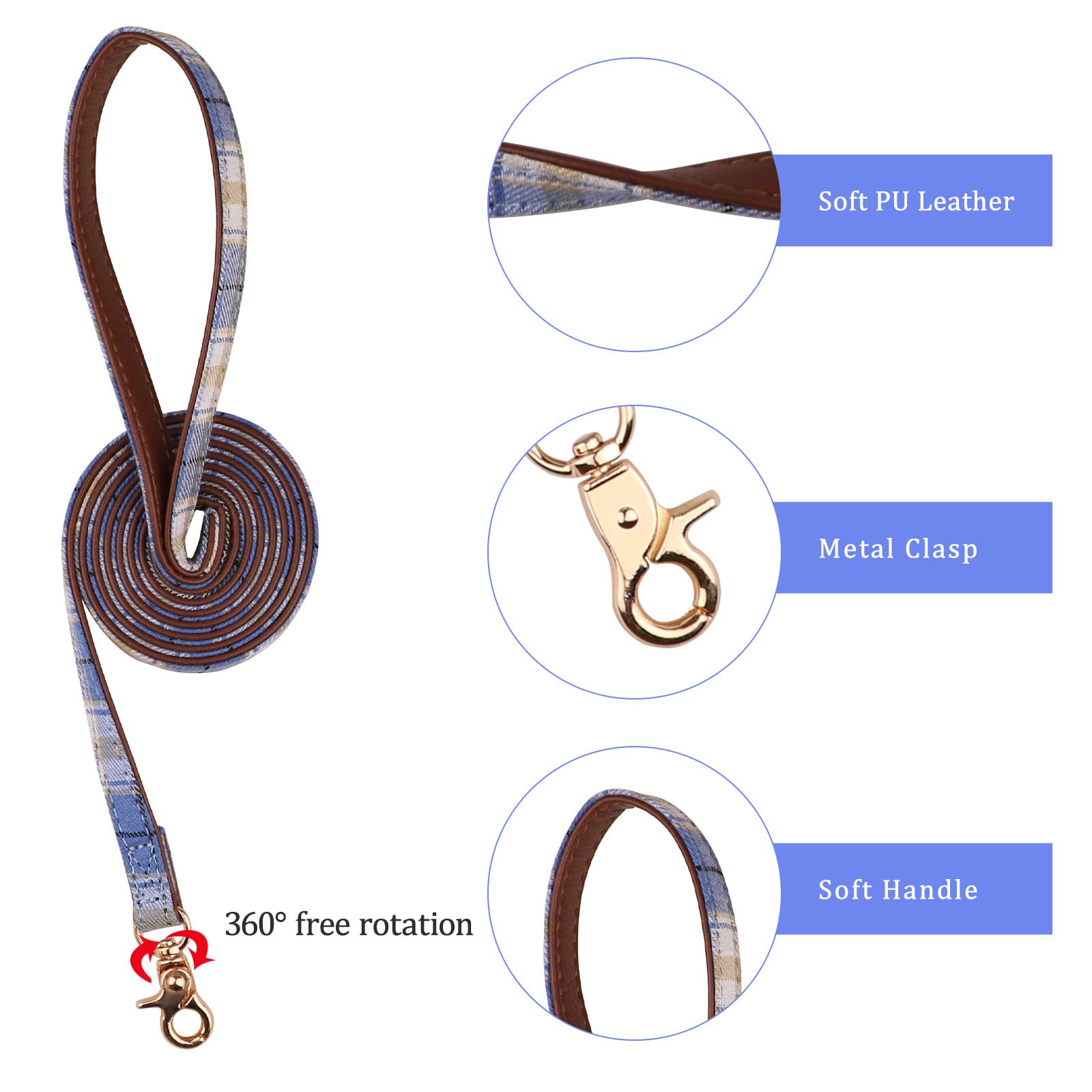 3 Pcs Puppy Collar And Leash Set Dog Collars For Small Dogs Dog Bow Tie With Bell Puppy Bandana Leather Dog Collar For Small Dogs Puppies And Cats(Blue)