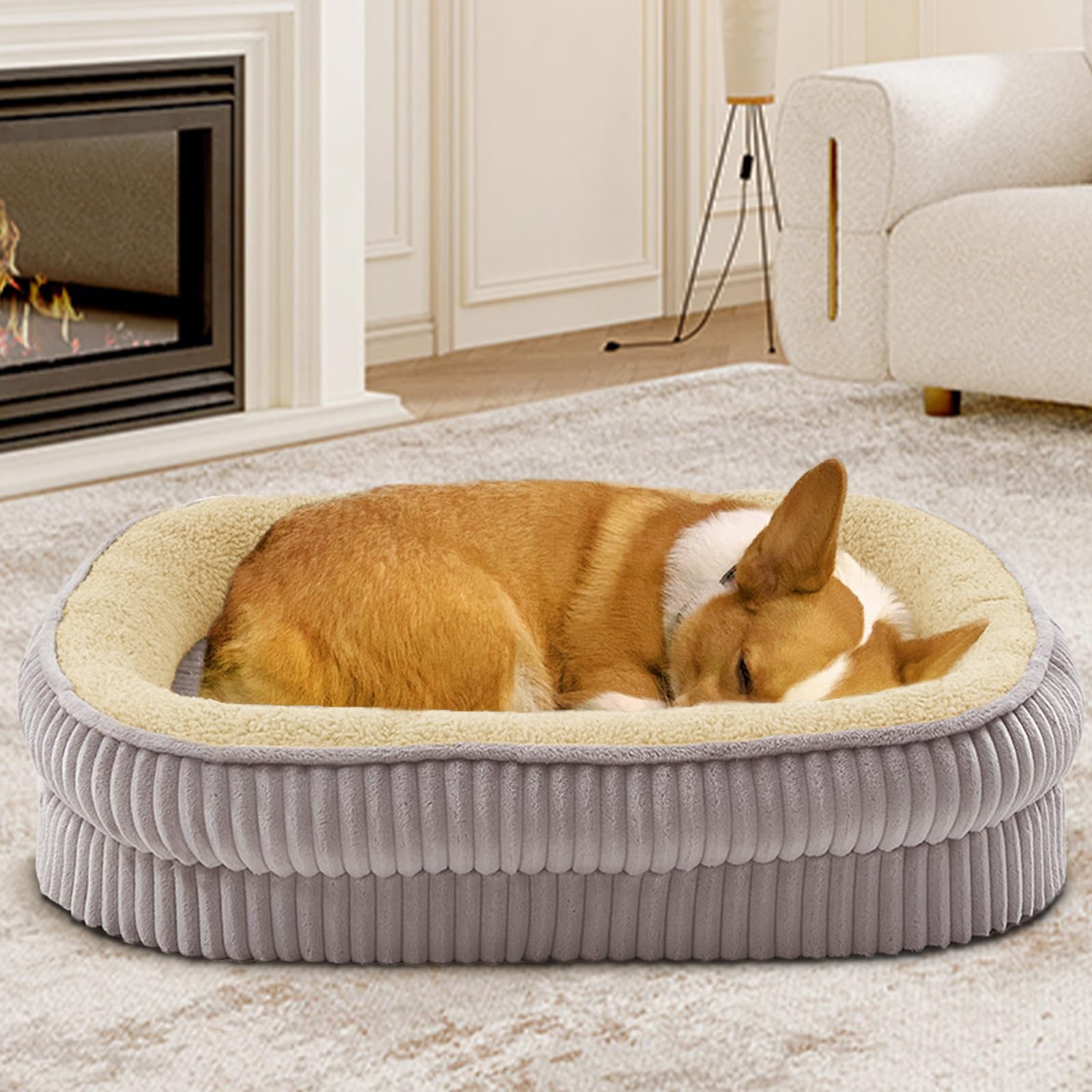 Debang Home Orthopedic Dog Bed For Small Dogs Breeds, High Density Egg Crate Foam Dog Sofa Beds,Oval Kennel Bed, Pet Couch Bed W