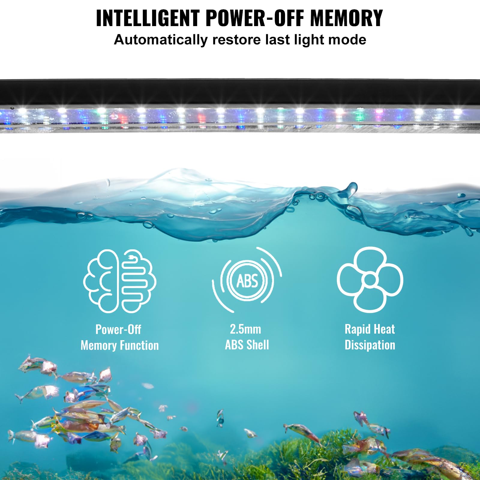 Vevor Aquarium Light, 14W Full Spectrum Fish Tank Light With 5 Levels Adjustable Brightness, Adjustable Timer And Power-Off Memo