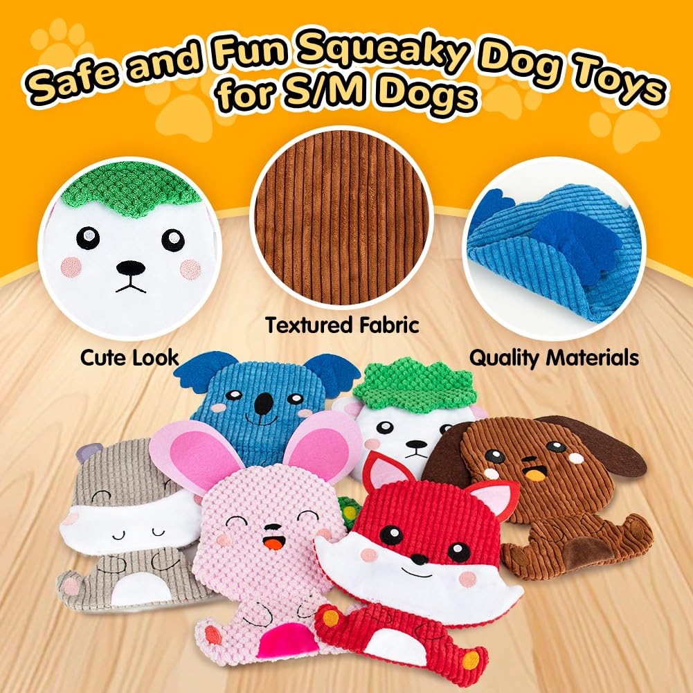 Hoesda 6 Pack Squeaky Dog Toys No Stuffing,Durable Crinkle Chew Toys For Small & Medium Breeds,Interactive Puppy Teething Toys,C