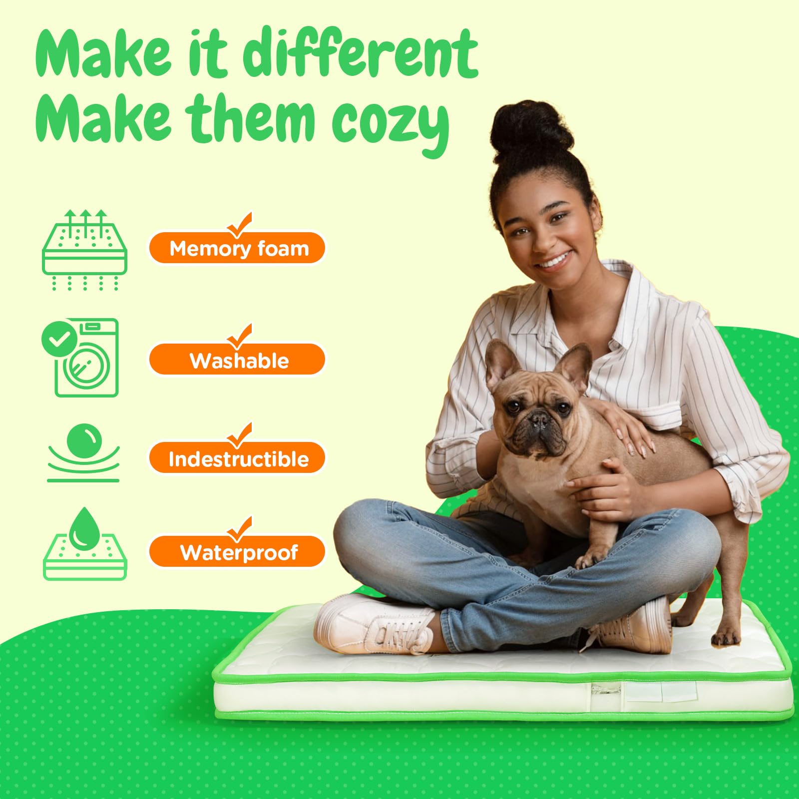 Koazy Orthopedic Dog Bed For Extra Large Dogs - Waterproof Memory Foam Xl Dog Bed With Durable Spring, Removable Washable Cover,