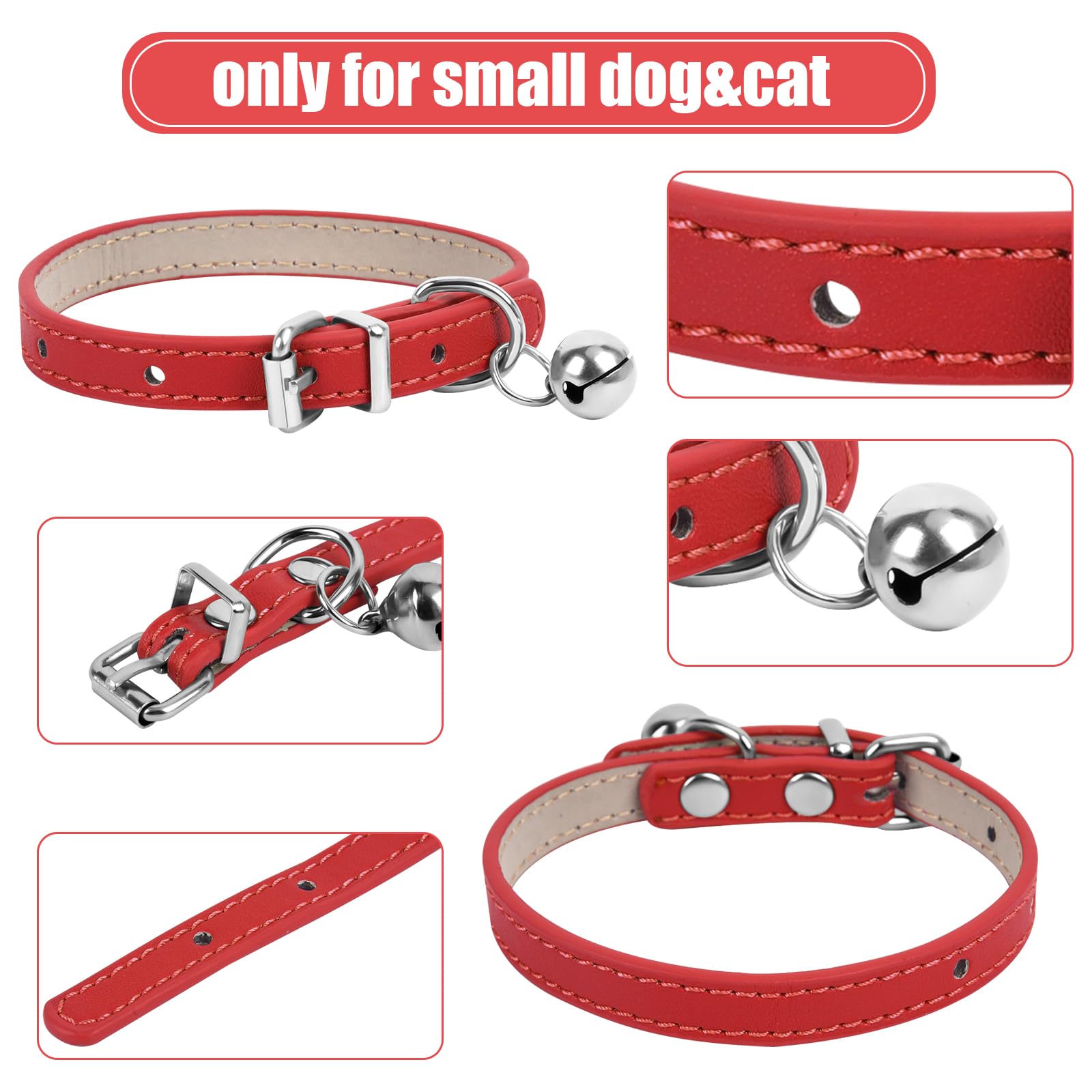 Chengfu Xxs Teacup Dog Collar - Red, 3/8 Inch Width For Small Dogs & Cats