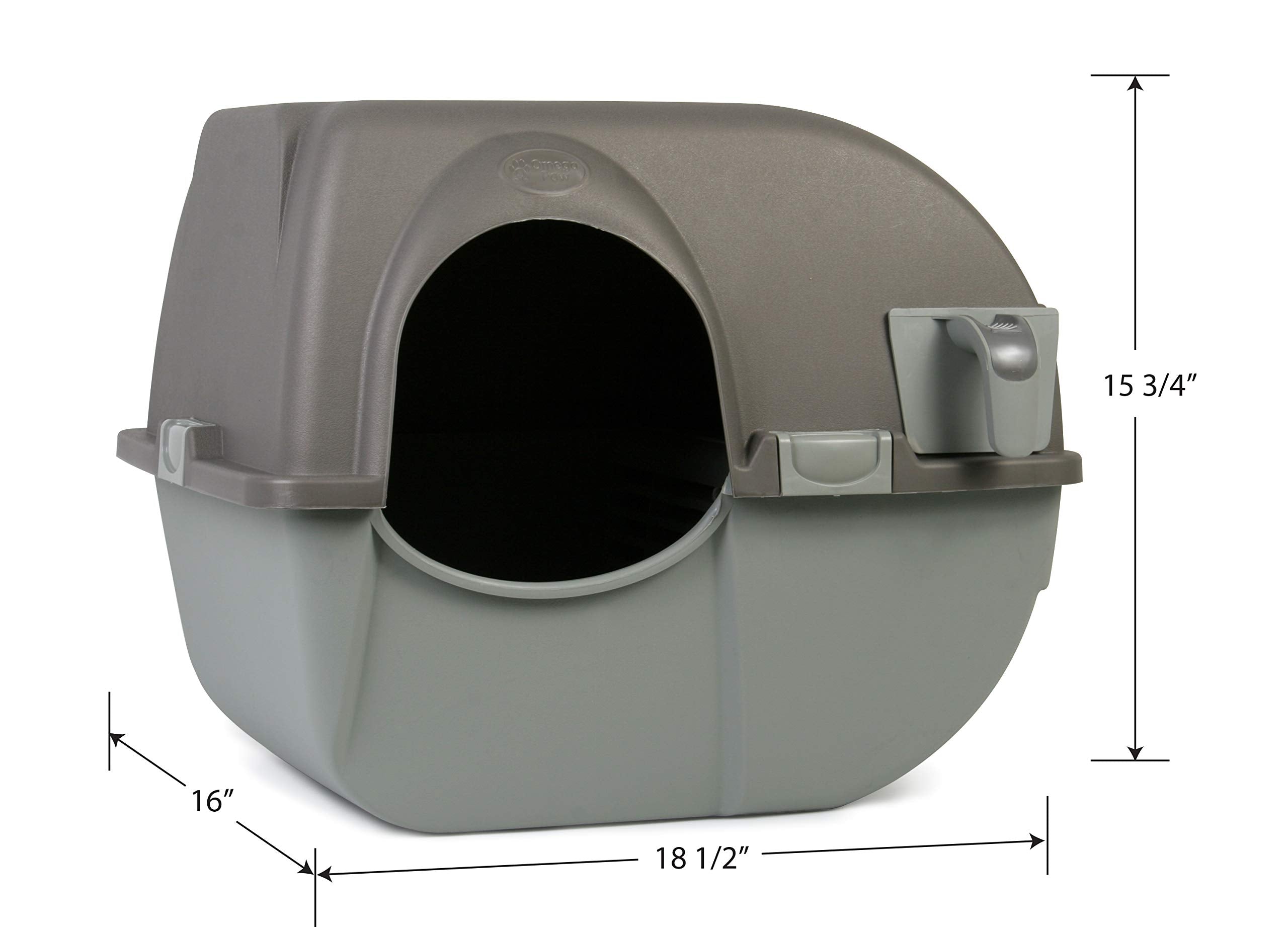 Omega Paw Self Cleaning Litter Box, Regular Size, Grey - Automatic Cat Litter Solution for Easy Maintenance