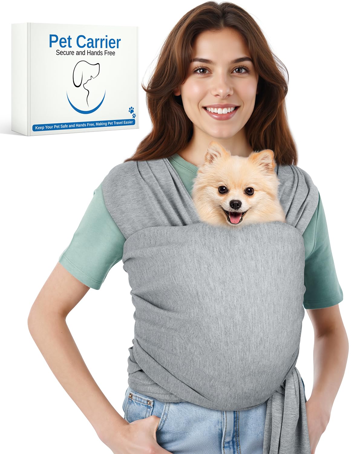Snqqmtt Dog Sling Swaddle Carrier for Small Dog, Cat Front Carriers for Small Pet up to 20lbs, Puppy Pouch with Adjustable Strap