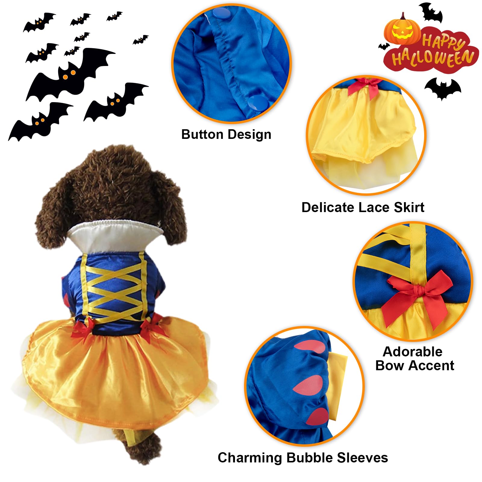 Snow Dog Costume - Christmas Princess Puppy Dress, Snow Pet Apparel For Party Christmas Halloween Special Events Costume
