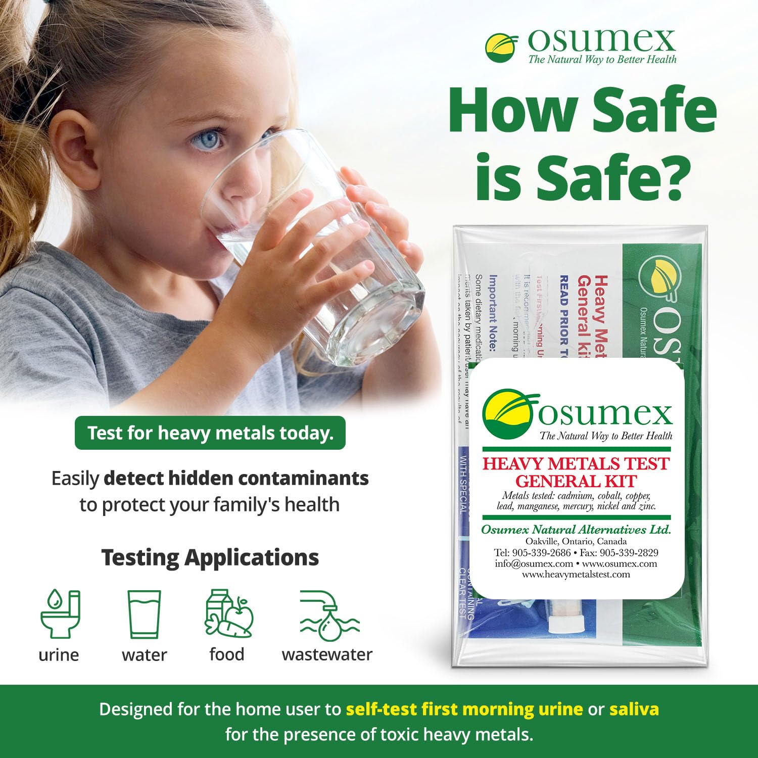 Osumex Heavy Metal Test General Kit for Humans 5 Pack - 8 Range Heavy Metal Urine Test Kits, Metal Testing Kit, Heavy Metal Test