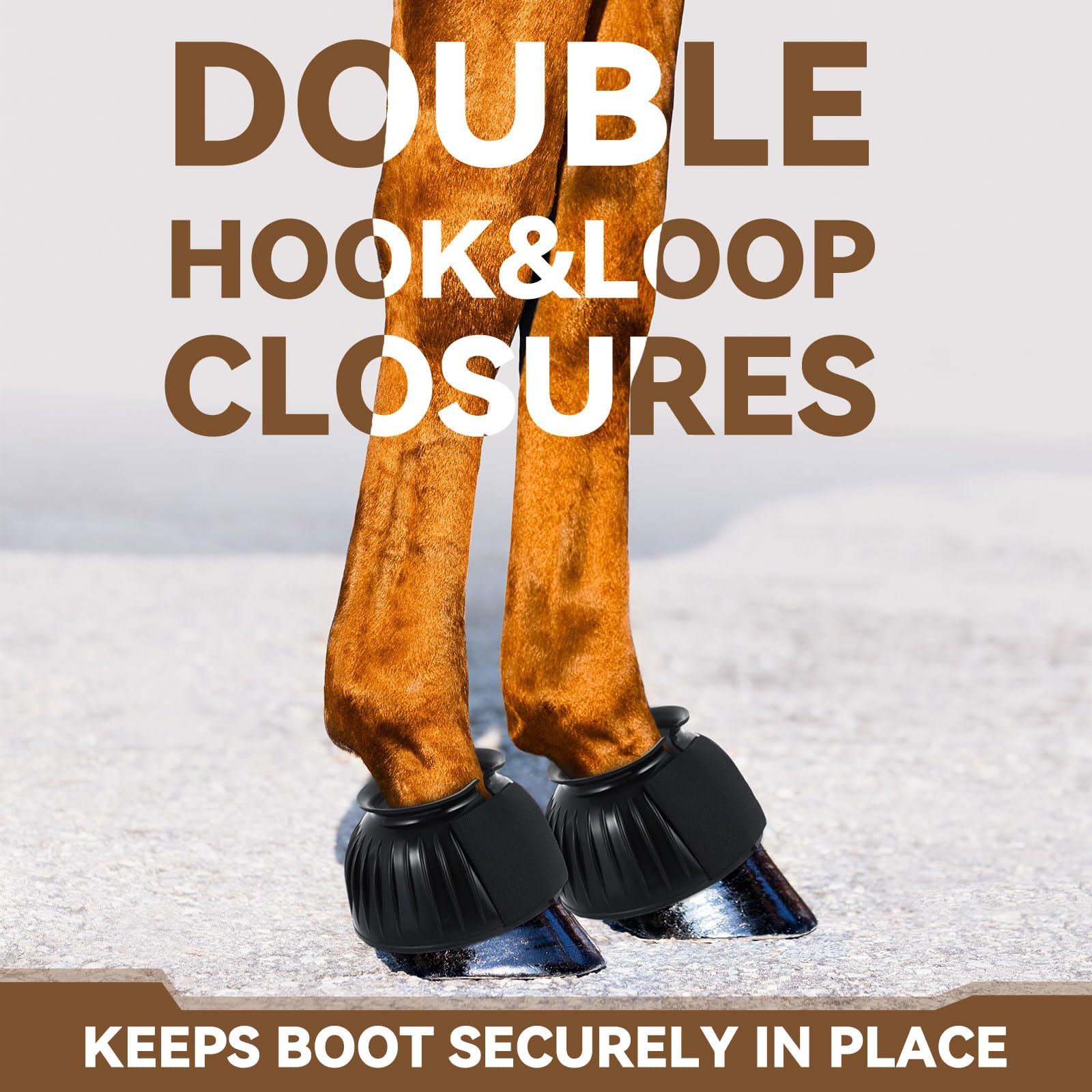 Abbylike 1 Pair Horse Bell Boots Protect Against Hoof Impact Trauma Rubber Bell Boots Black Horse Care for Turnout No Rub Design