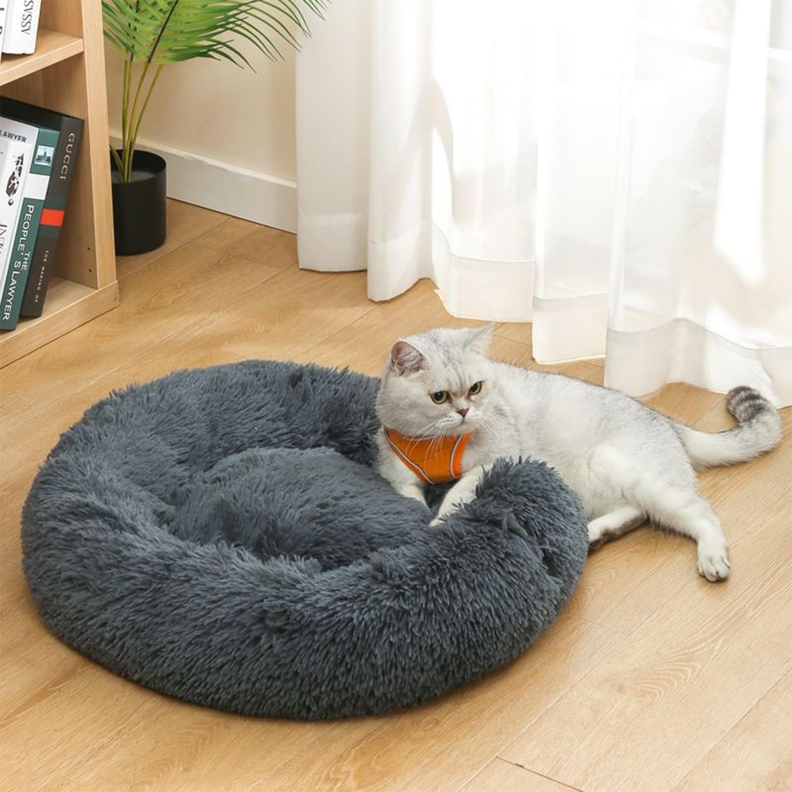 Dog Bed For Small Medium Large Dogs, 20 Inch Calming Dogs Bed, Washable-Round Cozy Soft Pet Bed For Puppy And Kitten With Slip-R
