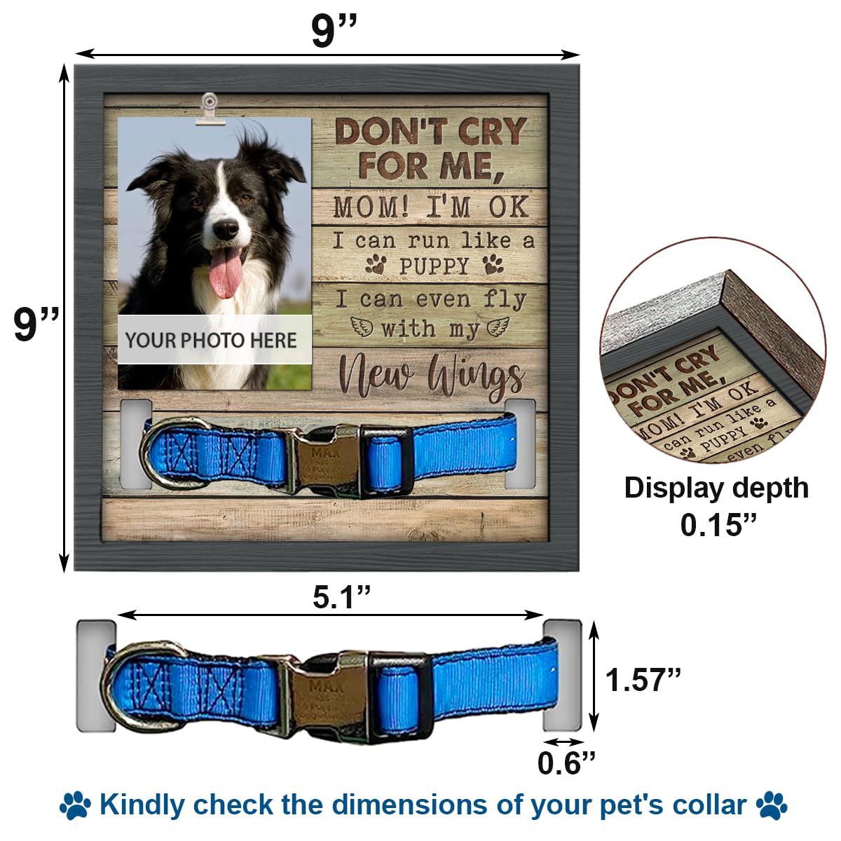 Pawfect House Dog Memorial Gifts For Loss Of Dog, Pet Memorial Collar Frame, Dog Bereavement Gifts, Custom Pet Memorial Gifts, P
