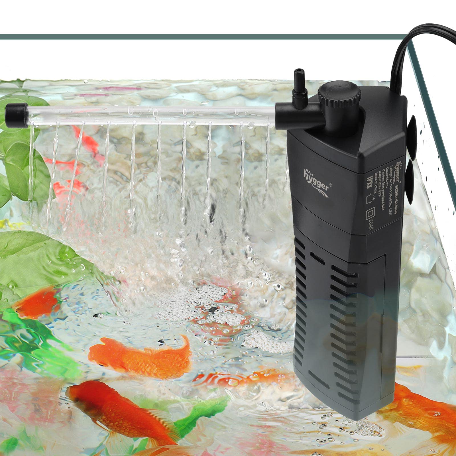 Hygger Submersible Aquarium Filter 170 Gph For 15~30 Gallon Fish Tank Corner Internal Power Filter With Bio & Sponge 3-Stage Fil