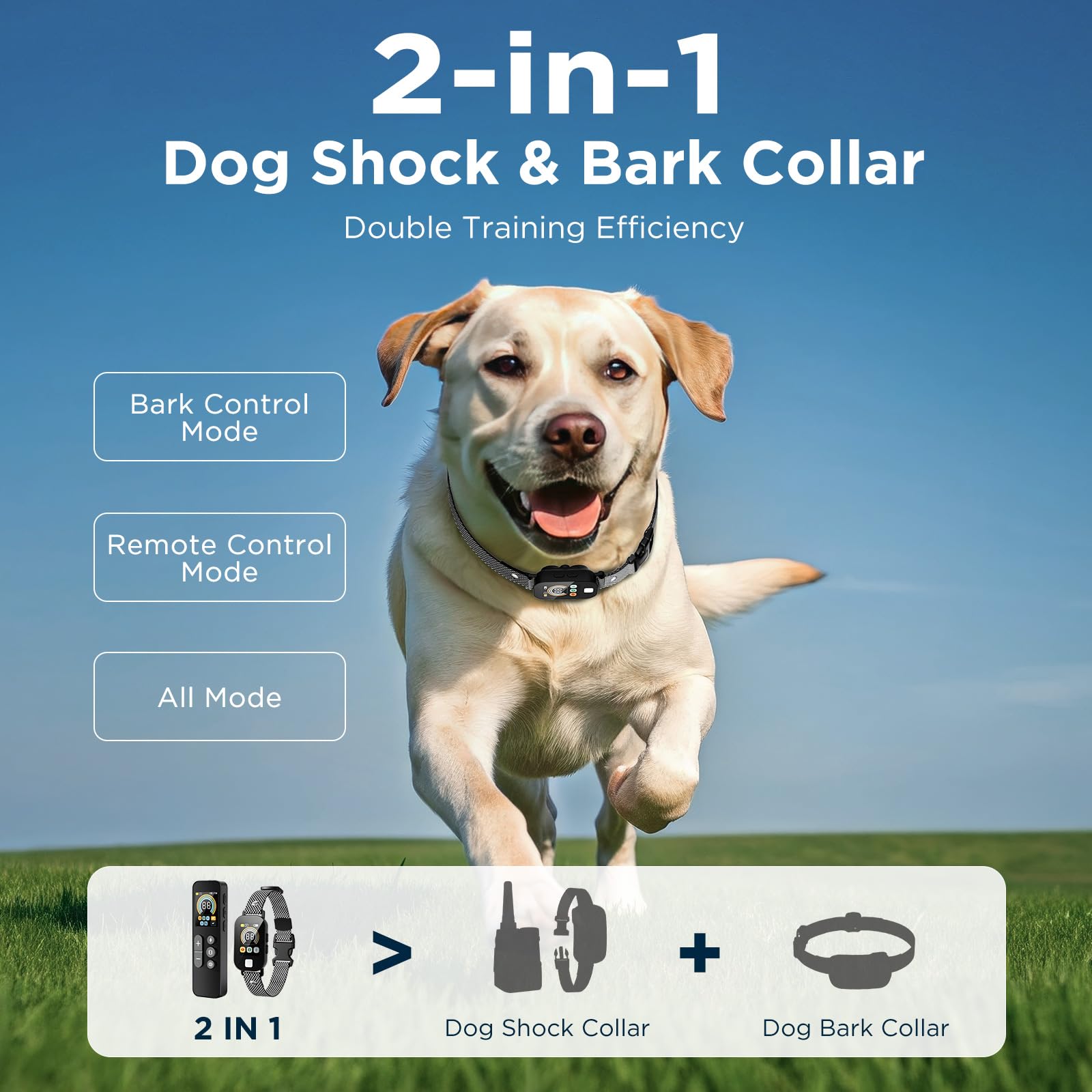 2 In 1 Dog Shock Collar & Dog Bark Collar, 4200 Ft Dog Training Collar With Remote,3 Training Modes & Light For Night Walks,Ip67