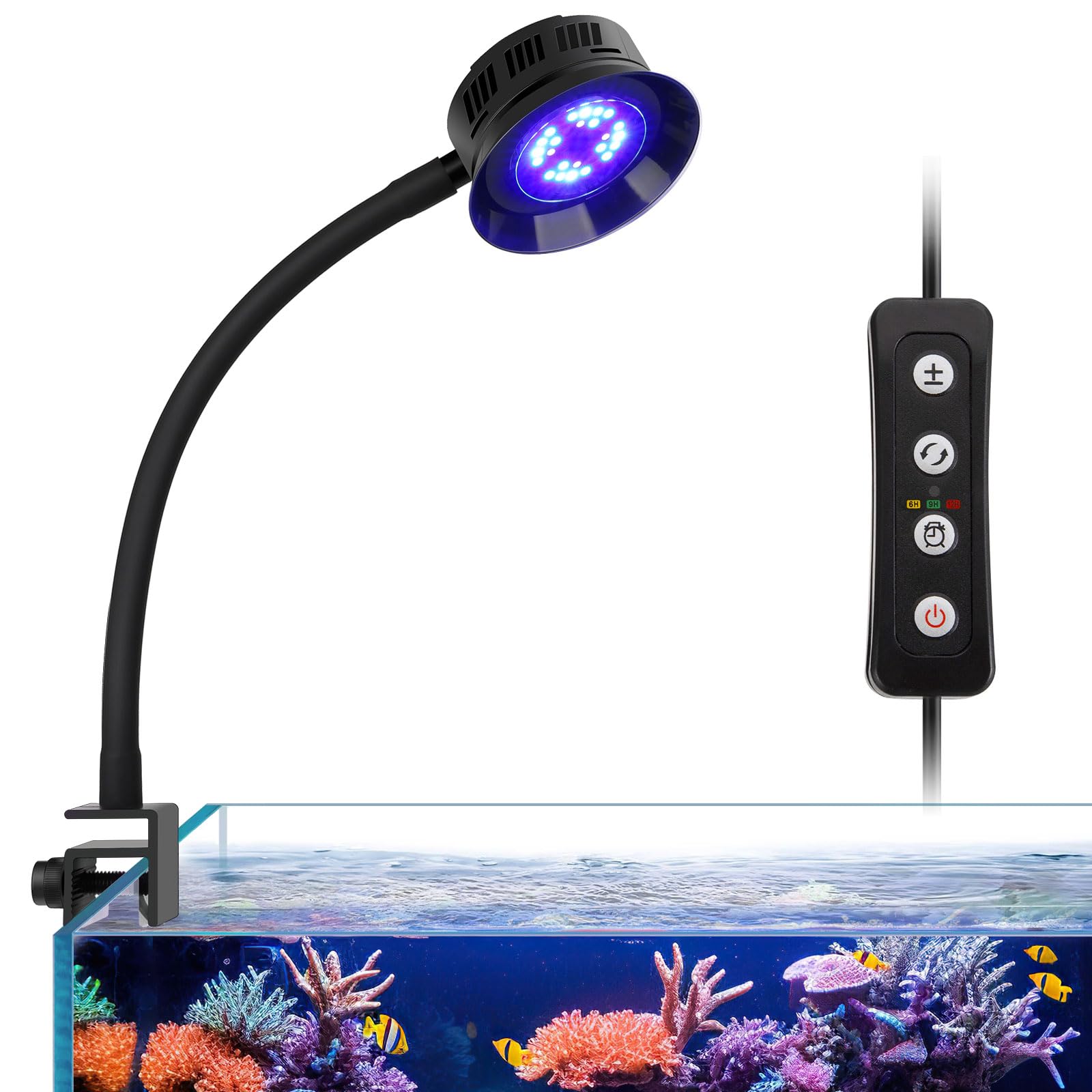 hygger 30 Watts Aquarium LED Reef Light, Dimmable Full Spectrum Marine LED Fish Tank Light Saltwater Nano Aquarium LPS SPS Light