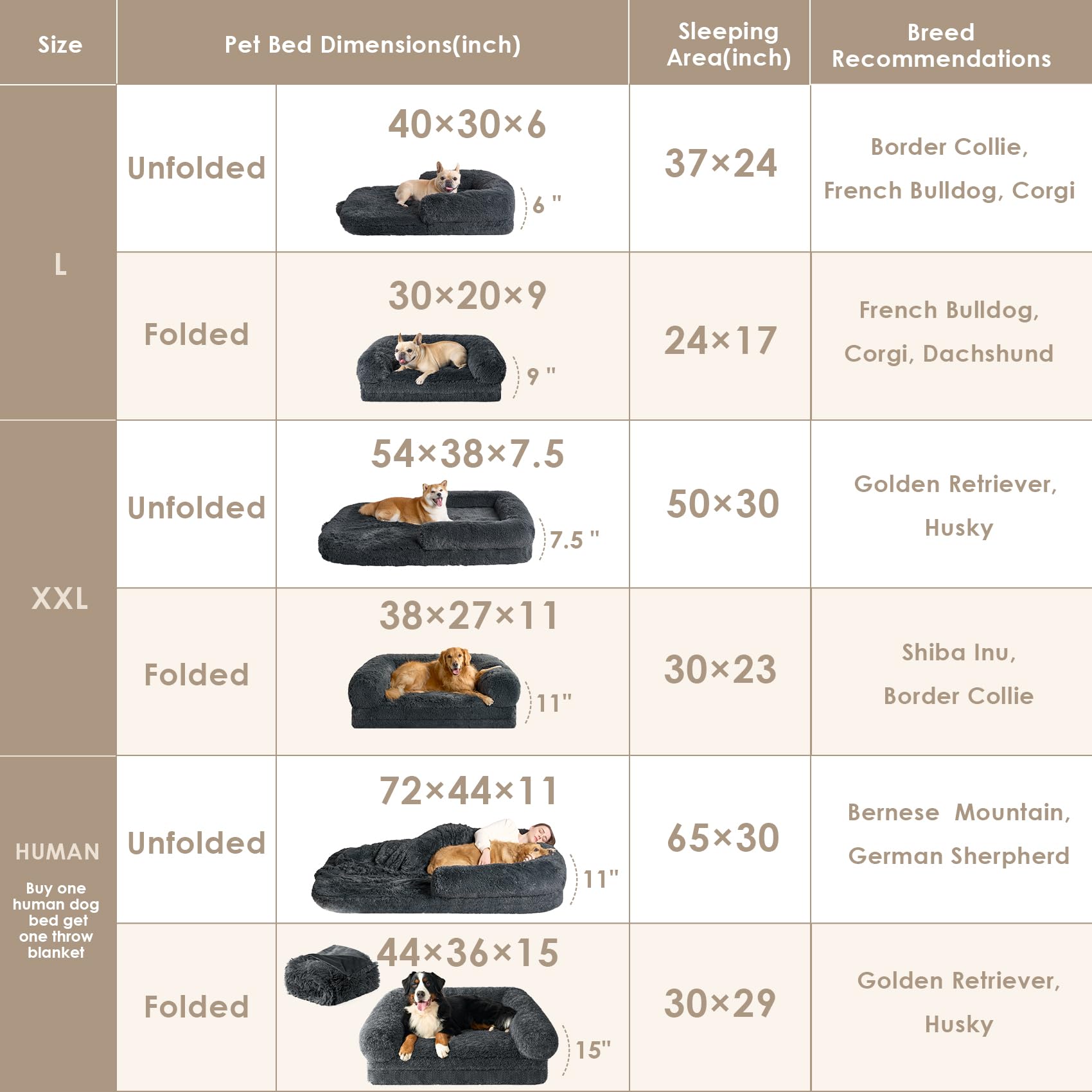 Eheyciga Foldable L Dog Bed, Faux Fur Fluffy Dog Couch Bed, Orthopedic Calming Memory Foam L Pet Bed For Large Dogs, Washable So